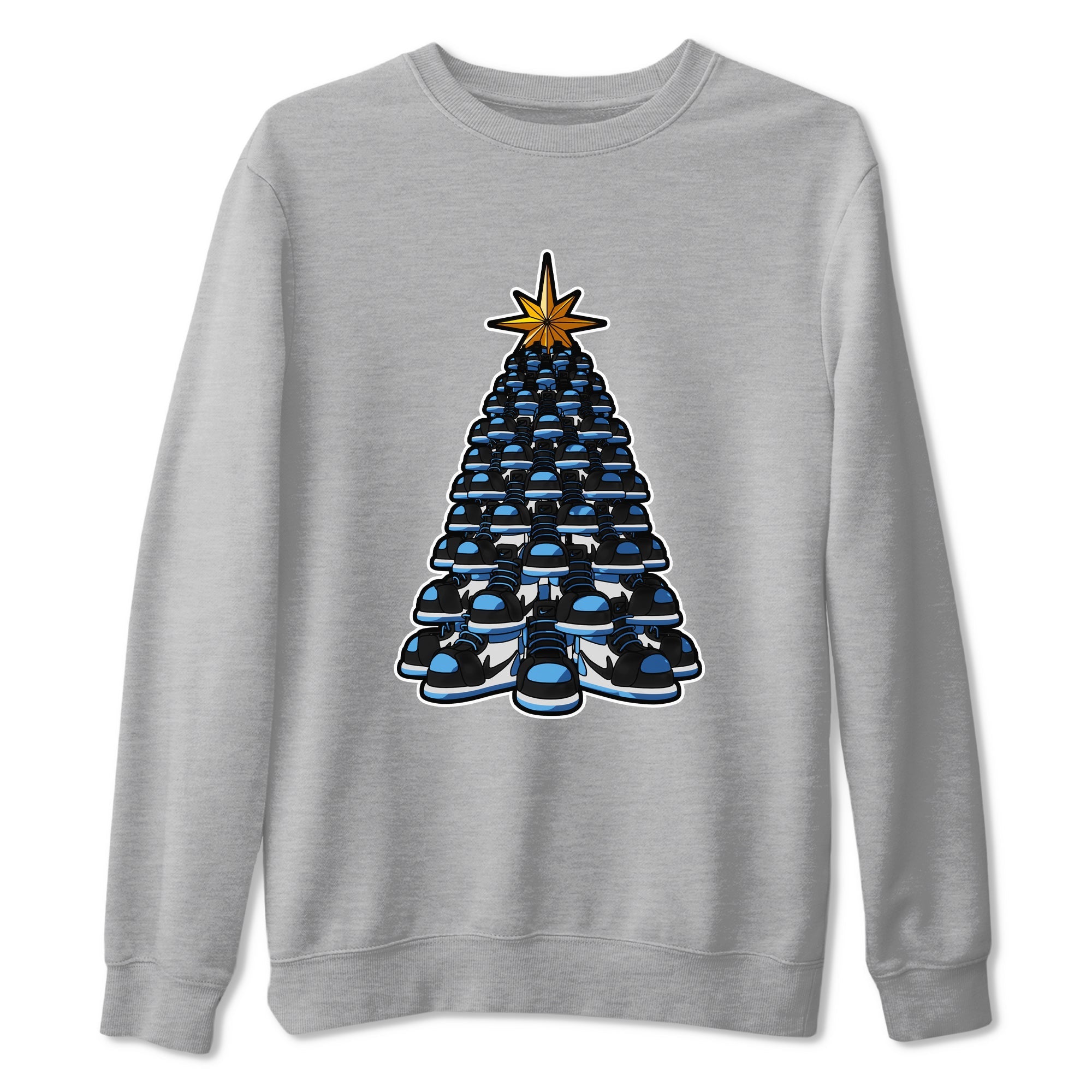 Air Jordan 1 UNC Toe shirt to match jordans Kicksmas Tree sneaker tees AJ1 UNC Toe Drip Gear Zone Unisex Heather Grey 2 T-Shirt