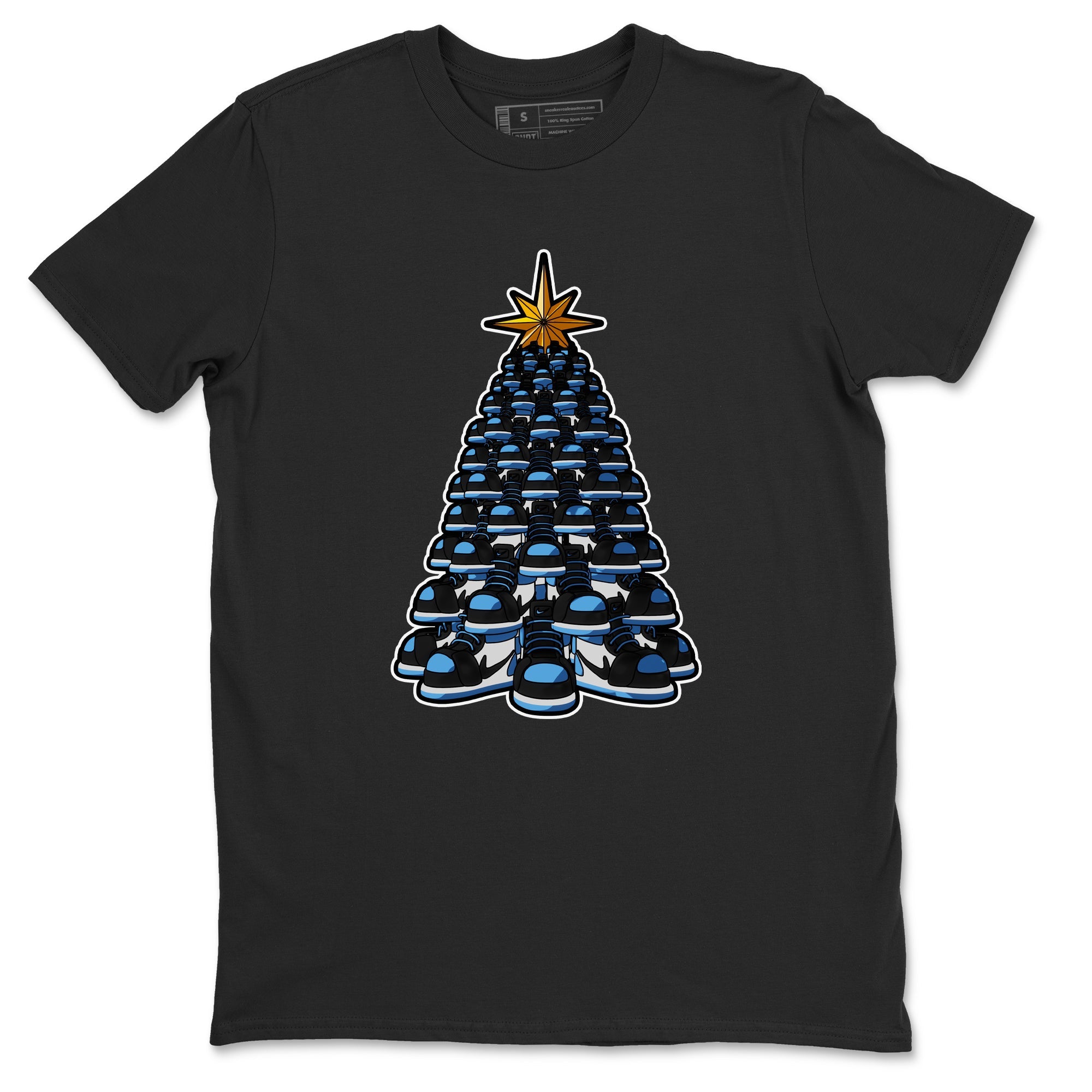 Air Jordan 1 UNC Toe shirt to match jordans Kicksmas Tree sneaker tees AJ1 UNC Toe Drip Gear Zone Unisex Black 2 T-Shirt