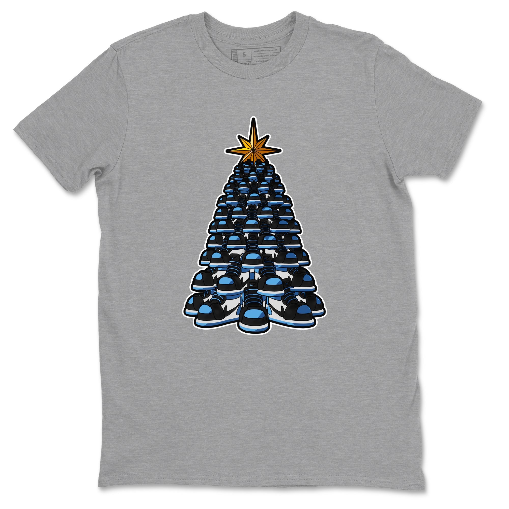 Air Jordan 1 UNC Toe shirt to match jordans Kicksmas Tree sneaker tees AJ1 UNC Toe Drip Gear Zone Unisex Heather Grey 2 T-Shirt