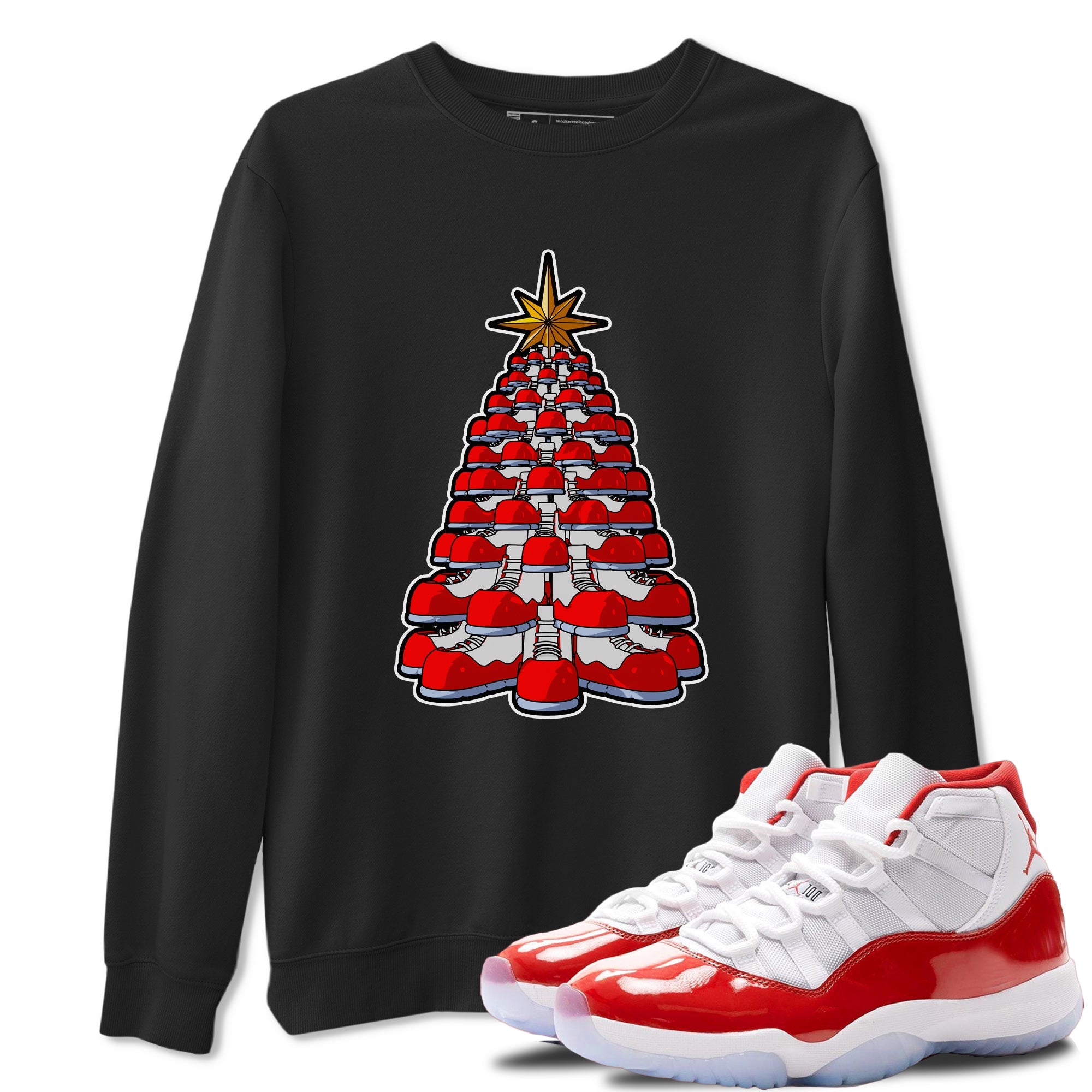 Air Jordan 11 Cherry shirt to match jordans Kicksmas Tree sneaker tees AJ11 Cherry Drip Gear Zone Unisex Black 1 T-Shirt