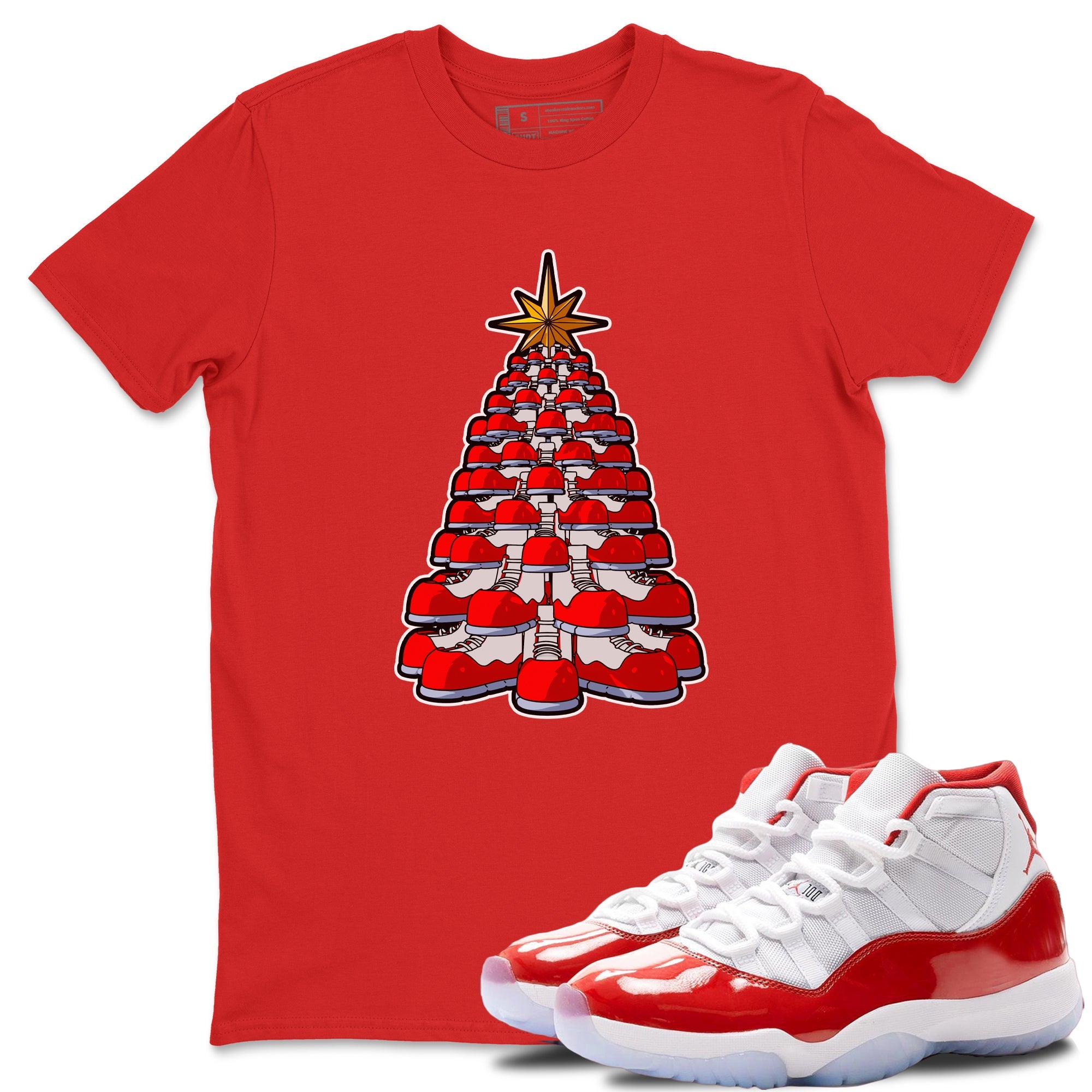 Air Jordan 11 Cherry shirt to match jordans Kicksmas Tree sneaker tees AJ11 Cherry Drip Gear Zone Unisex Red 1 T-Shirt