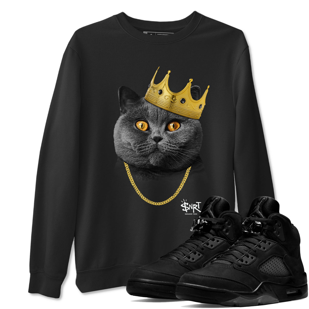 5s Black Cat Shirts To Match Jordans King Black Cat sneaker match tees Air Jordan 5 Black Cat Tee Drip Gear Zone unisex cotton Black 1 crew neck shirts