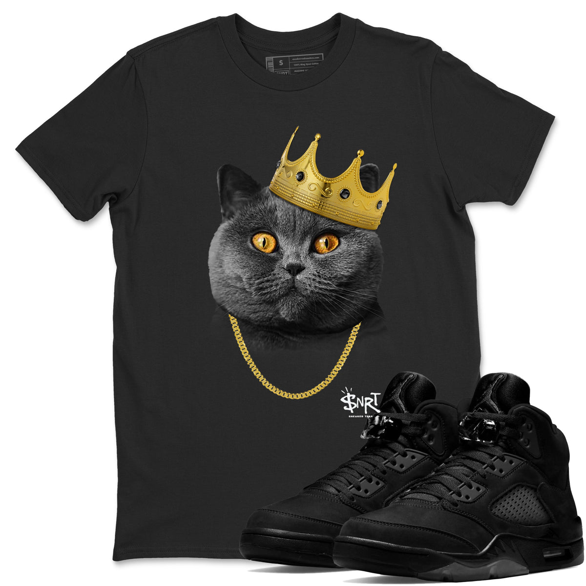 5s Black Cat Shirts To Match Jordans King Black Cat sneaker match tees Air Jordan 5 Black Cat Tee Drip Gear Zone unisex cotton Black 1 crew neck shirts