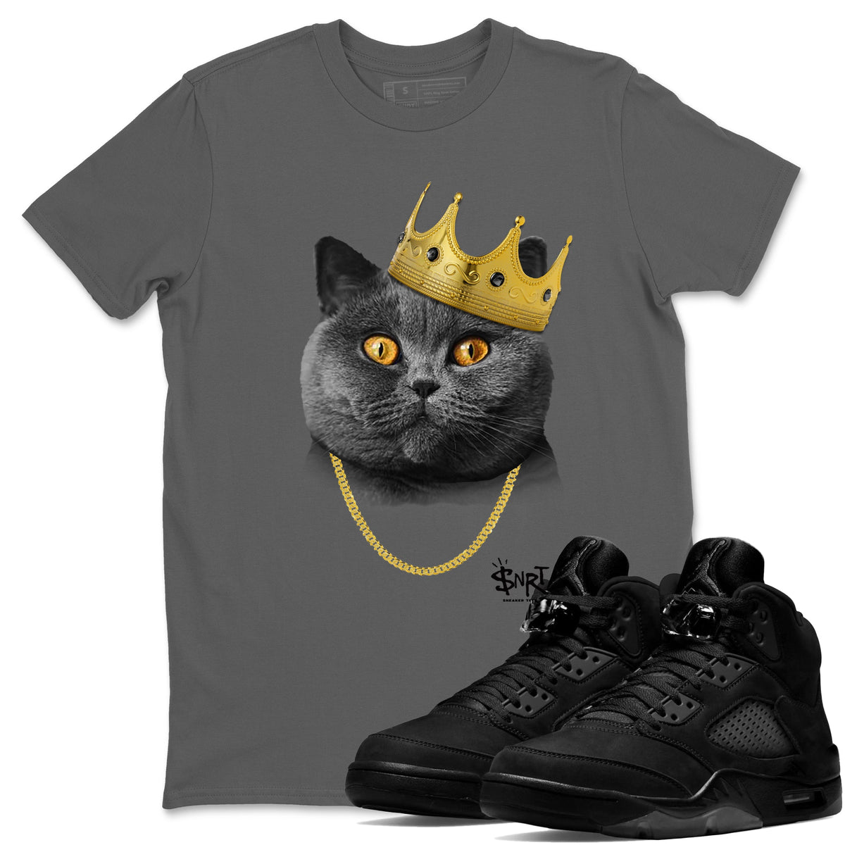 5s Black Cat Shirts To Match Jordans King Black Cat sneaker match tees Air Jordan 5 Black Cat Tee Drip Gear Zone unisex cotton Cool Grey 1 crew neck shirts