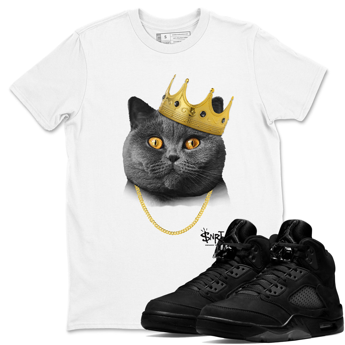 5s Black Cat Shirts To Match Jordans King Black Cat sneaker match tees Air Jordan 5 Black Cat Tee Drip Gear Zone unisex cotton White 1 crew neck shirts
