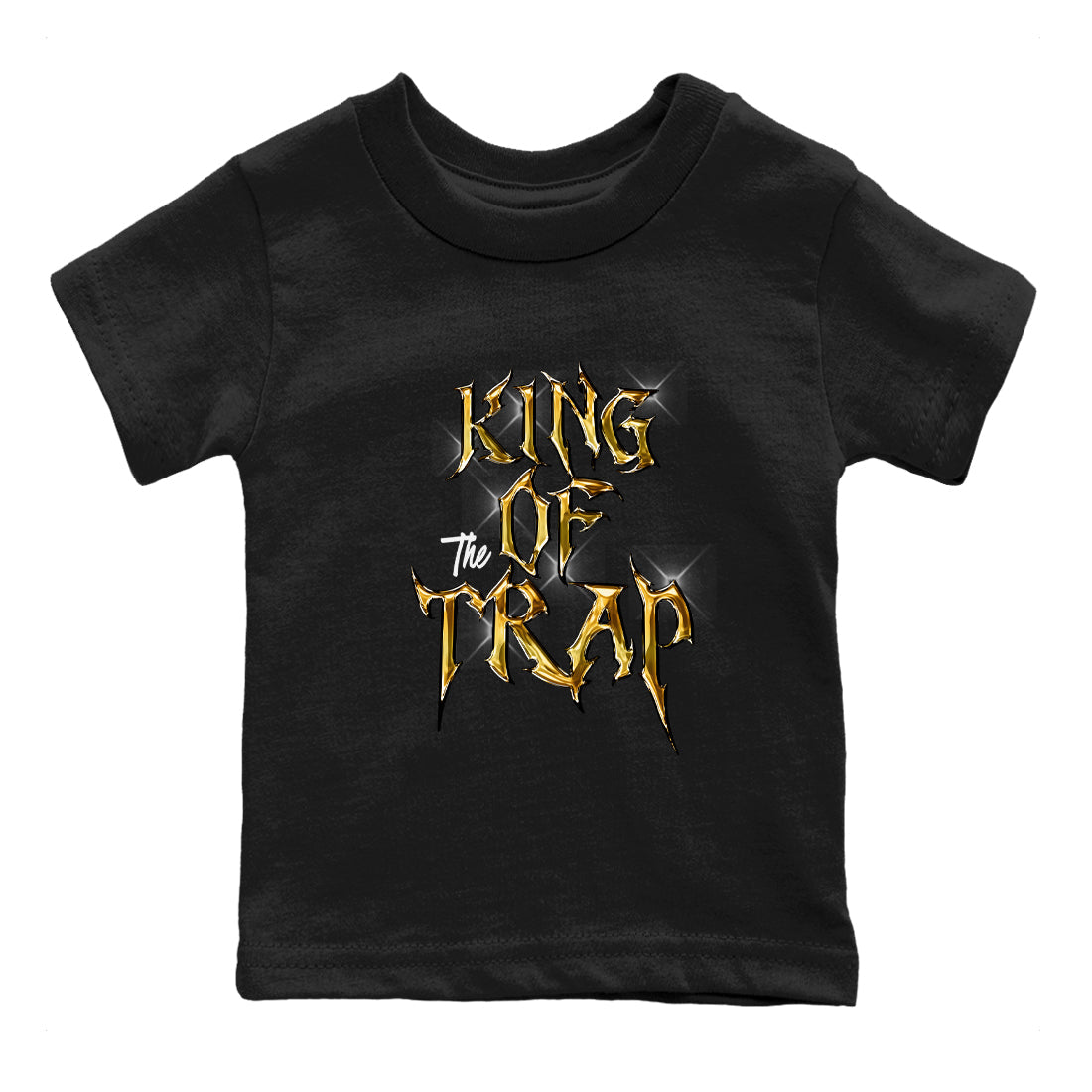 Air Jordan 1 High OG Black Metallic Gold shirts to match jordans King Of The Trap sneaker match tees Jordan 1 Black Metallic Gold Drip Gear Zone streetwear brand Baby and Youth Black 2 cotton tee