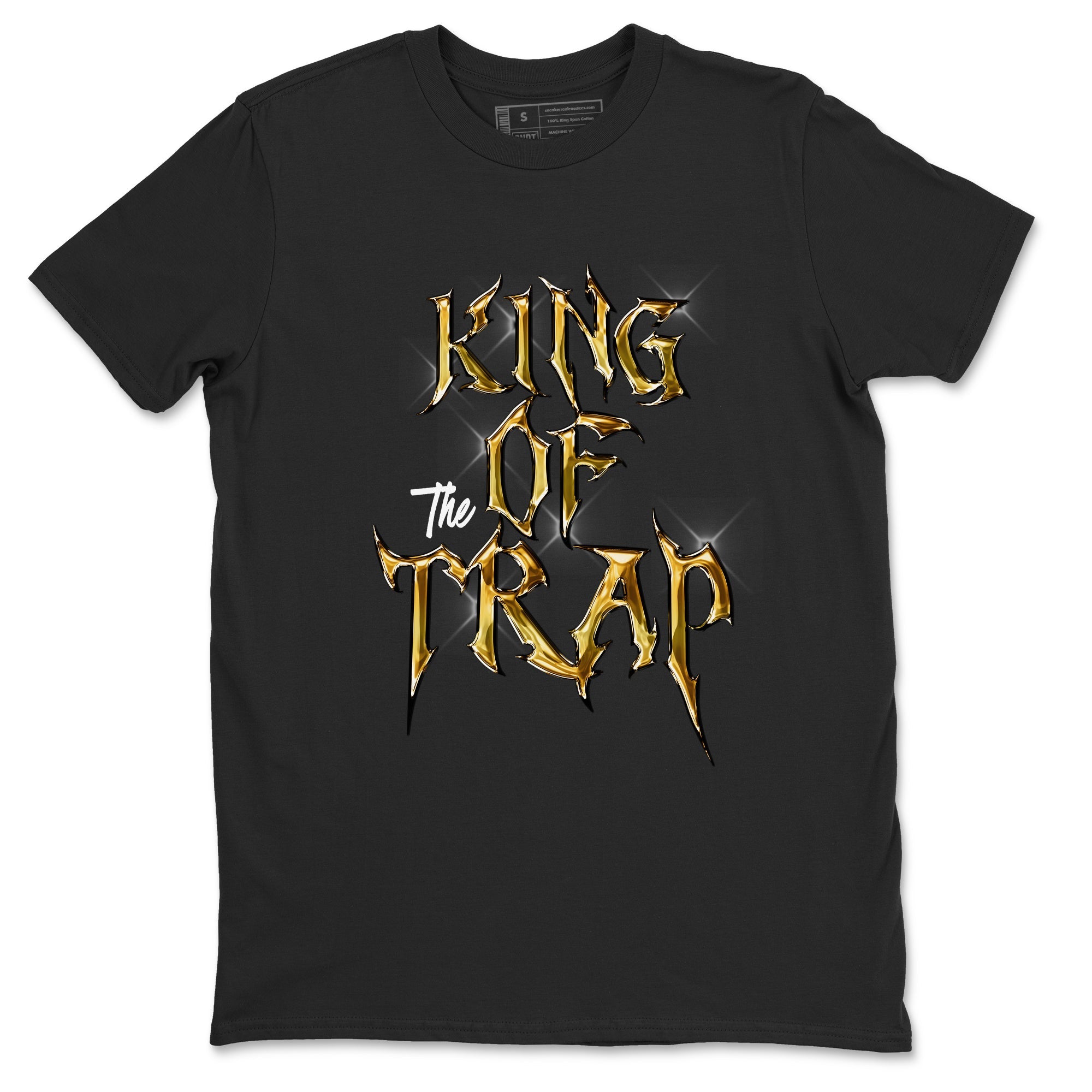 Air Jordan 1 High OG Black Metallic Gold shirts to match jordans King Of The Trap sneaker match tees Jordan 1 Black Metallic Gold Drip Gear Zone streetwear brand Black 2 unisex cotton tee