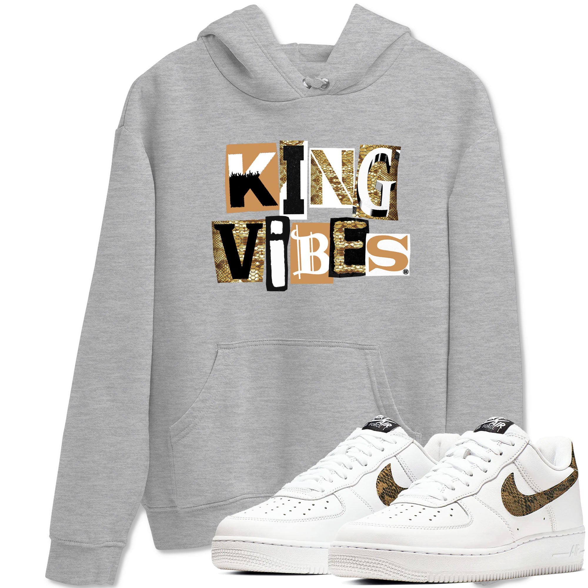 Air Force 1 Ivory Snake shirt to match jordans King Vibes sneaker tees Air Force 1 Ivory Snake Drip Gear Zone unisex cotton Heather Grey 1 crew neck shirt
