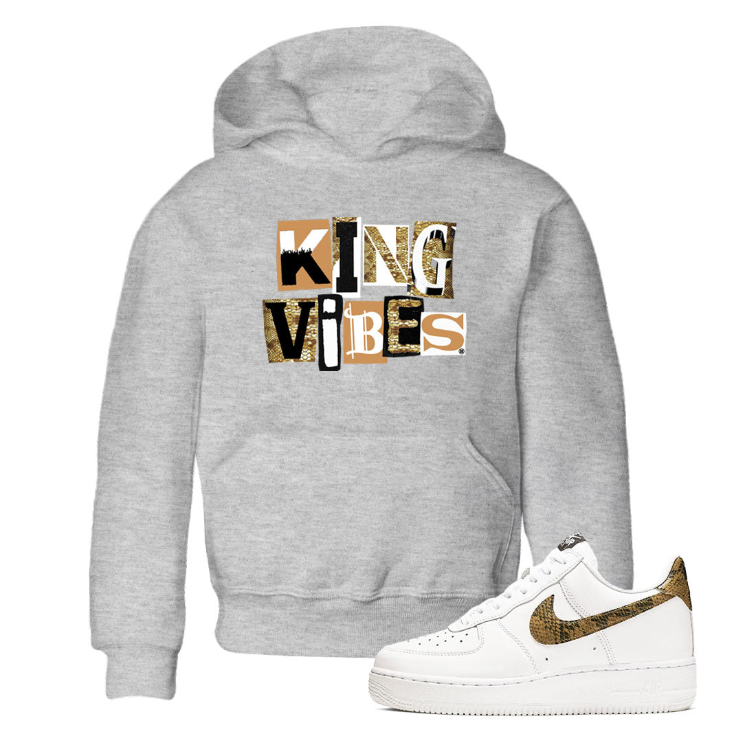 Air Force 1 Ivory Snake shirt to match jordans King Vibes sneaker tees Air Force 1 Ivory Snake Drip Gear Zone baby toddler Heather Grey 1 cotton Shirt