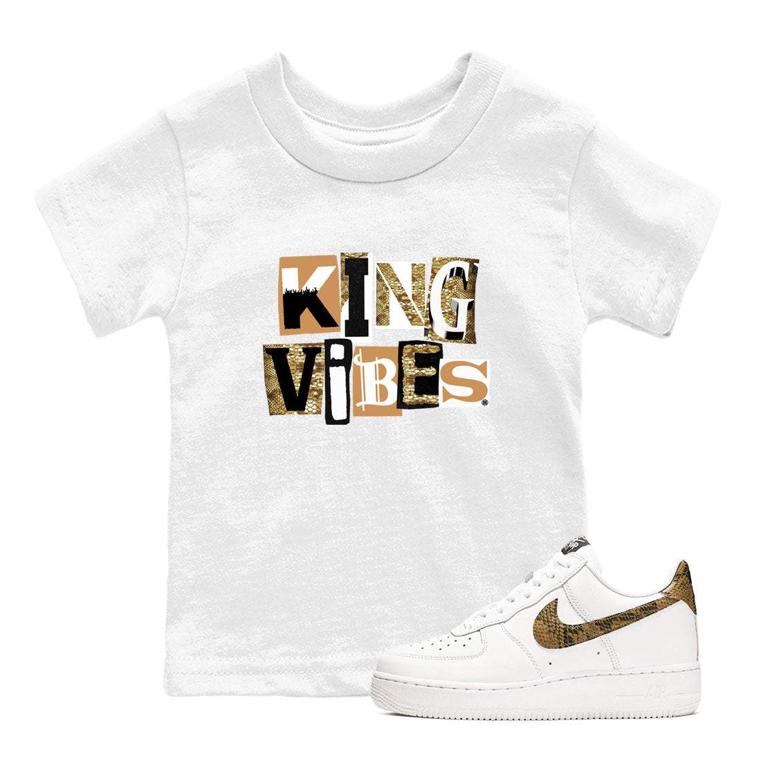 Air Force 1 Ivory Snake shirt to match jordans King Vibes sneaker tees Air Force 1 Ivory Snake Drip Gear Zone baby toddler White 1 cotton Shirt
