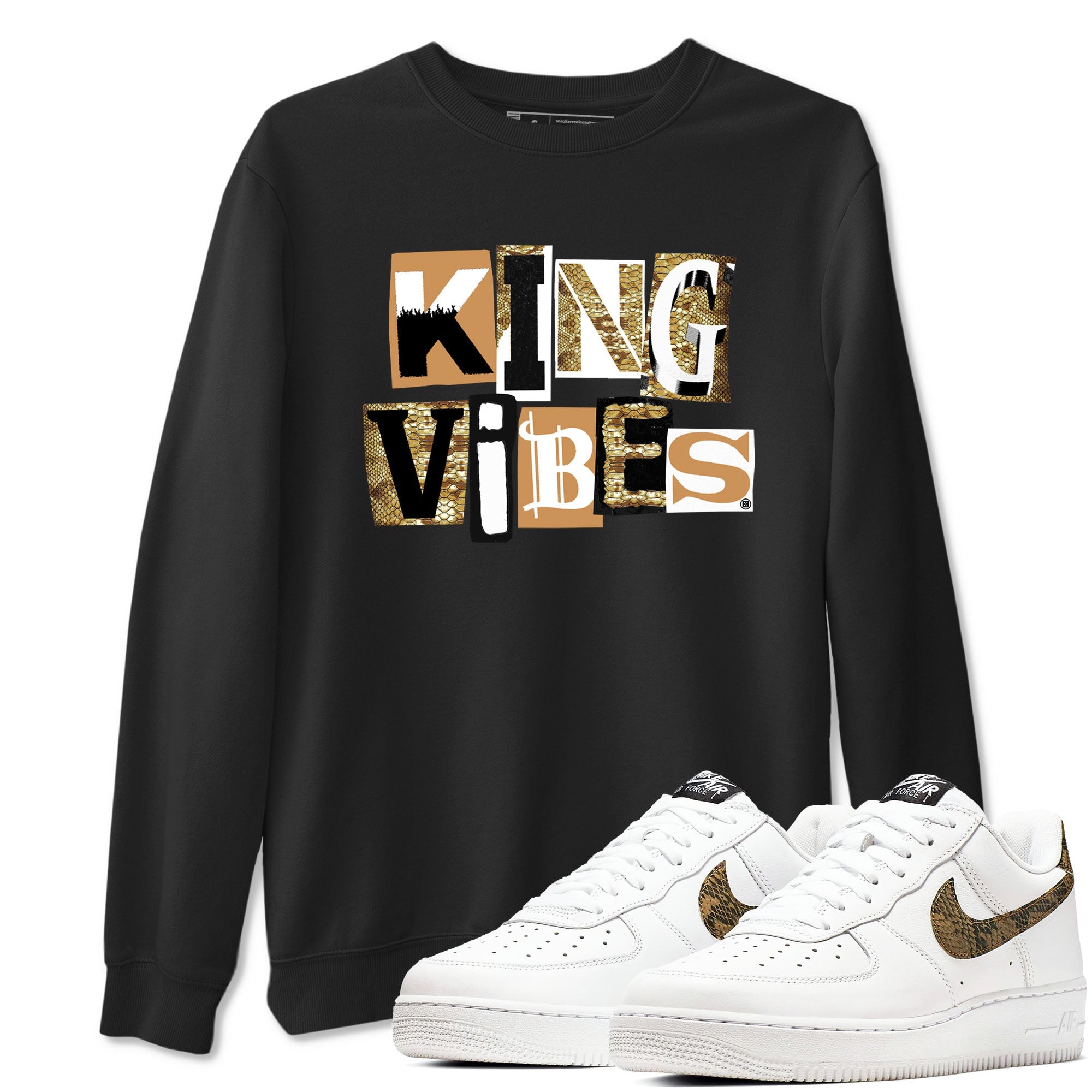 Air Force 1 Ivory Snake shirt to match jordans King Vibes sneaker tees Air Force 1 Ivory Snake Drip Gear Zone unisex cotton Black 1 crew neck shirt