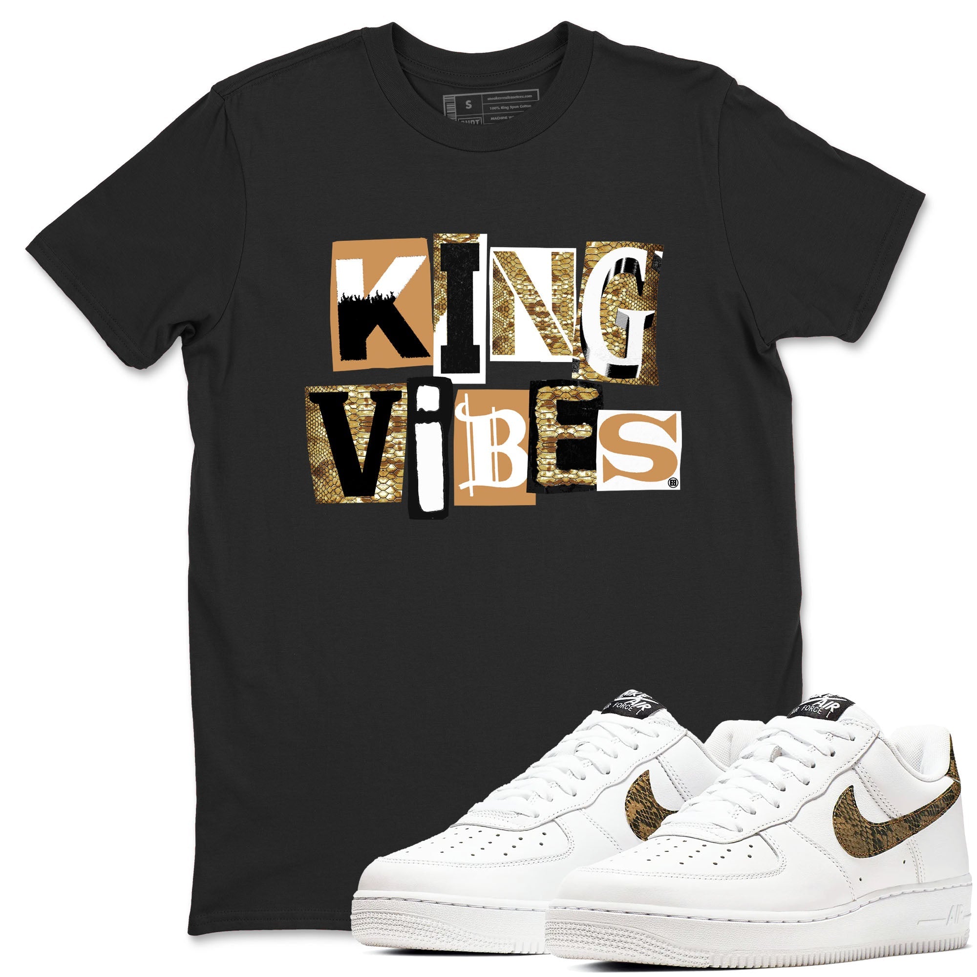 Air Force 1 Ivory Snake shirt to match jordans King Vibes sneaker tees Air Force 1 Ivory Snake Drip Gear Zone unisex cotton Black 1 crew neck shirt