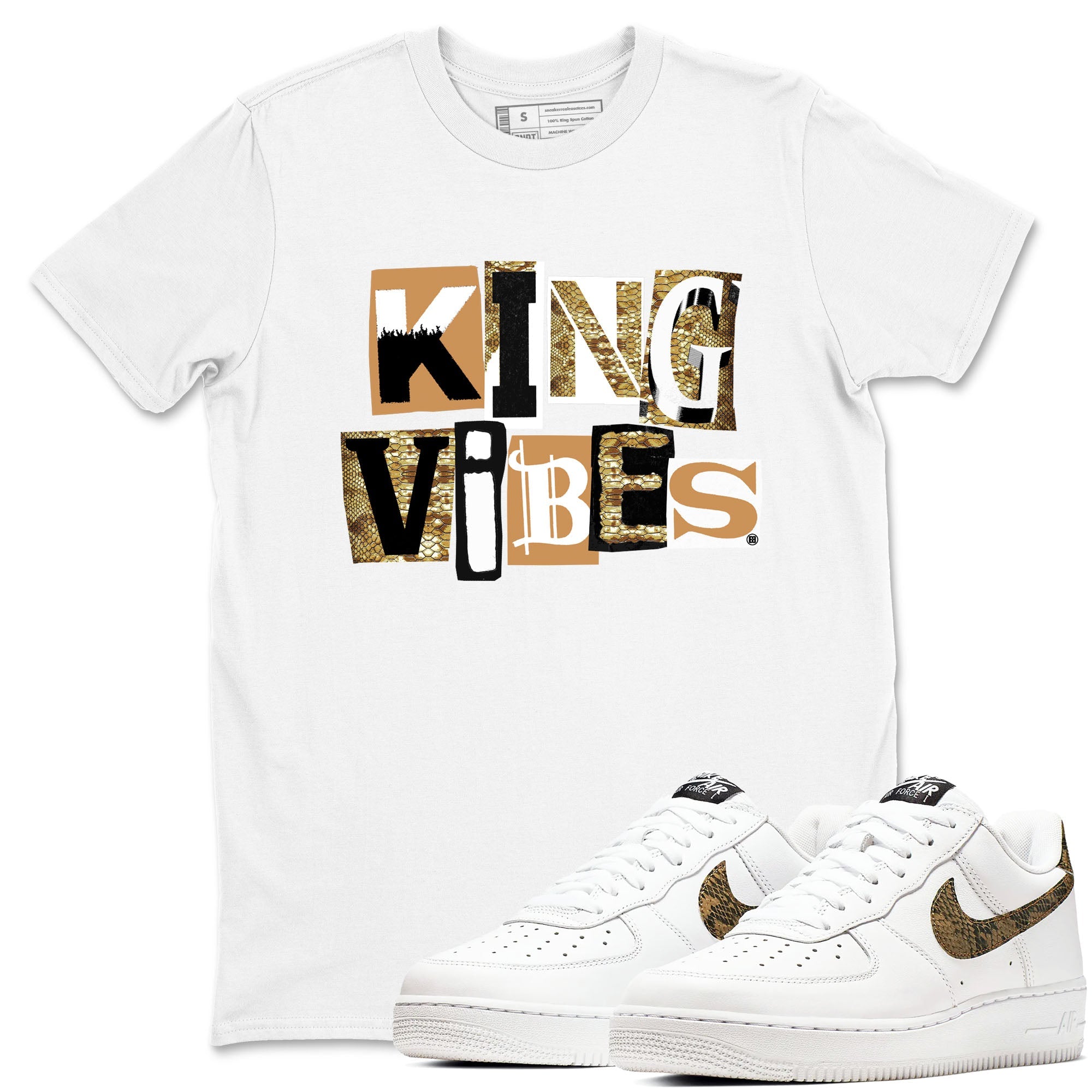 Air Force 1 Ivory Snake shirt to match jordans King Vibes sneaker tees Air Force 1 Ivory Snake Drip Gear Zone unisex cotton White 1 crew neck shirt
