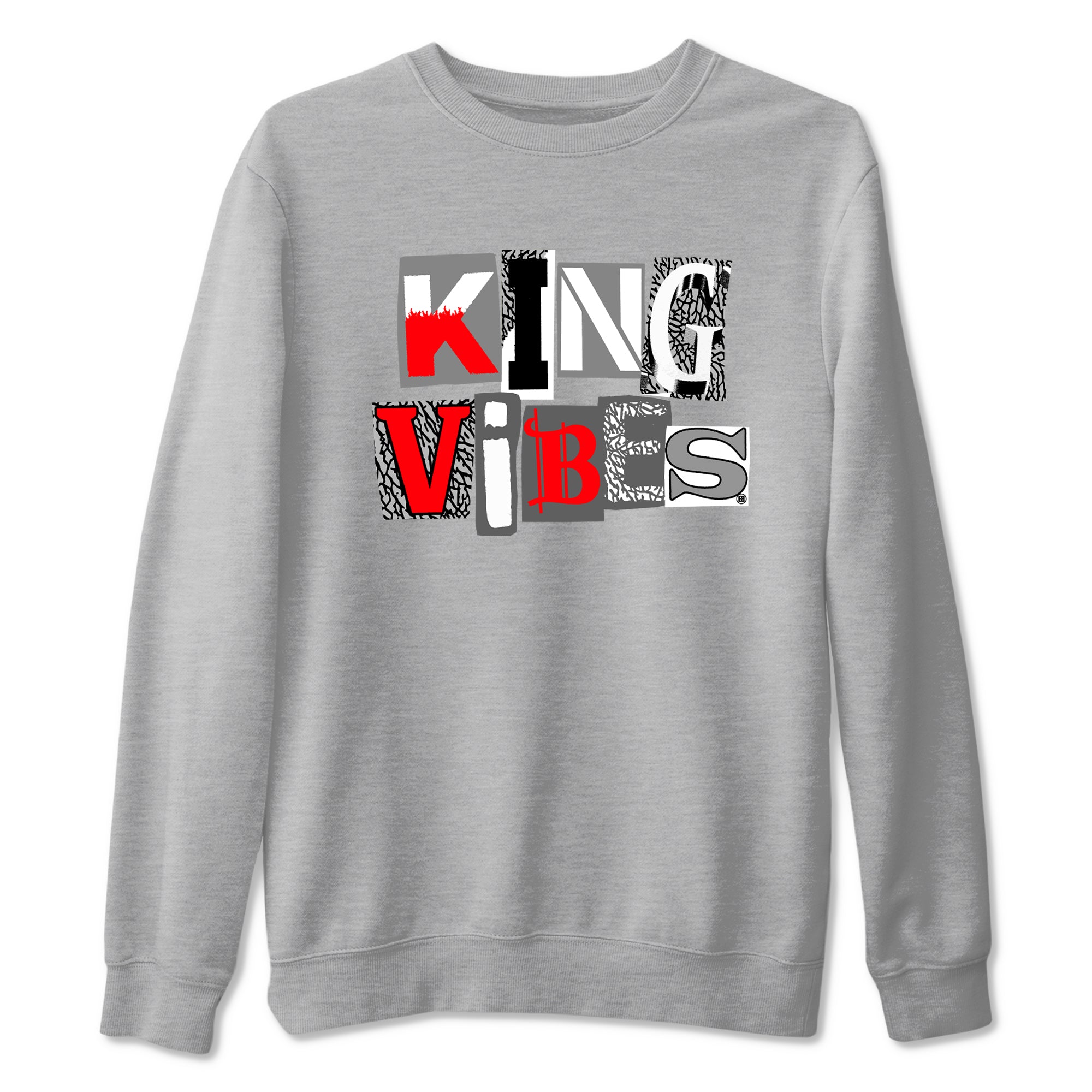 3s Cement Grey shirts to match jordans King Vibes sneaker match tees Air Jordan 3 Cement Grey Drip Gear Zone streetwear brand Heather Grey 2 unisex cotton tee