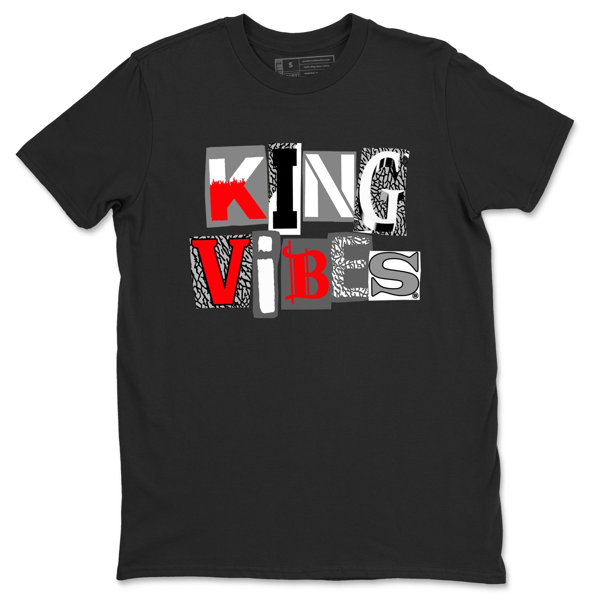 3s Cement Grey shirts to match jordans King Vibes sneaker match tees Air Jordan 3 Cement Grey Drip Gear Zone streetwear brand Black 2 unisex cotton tee