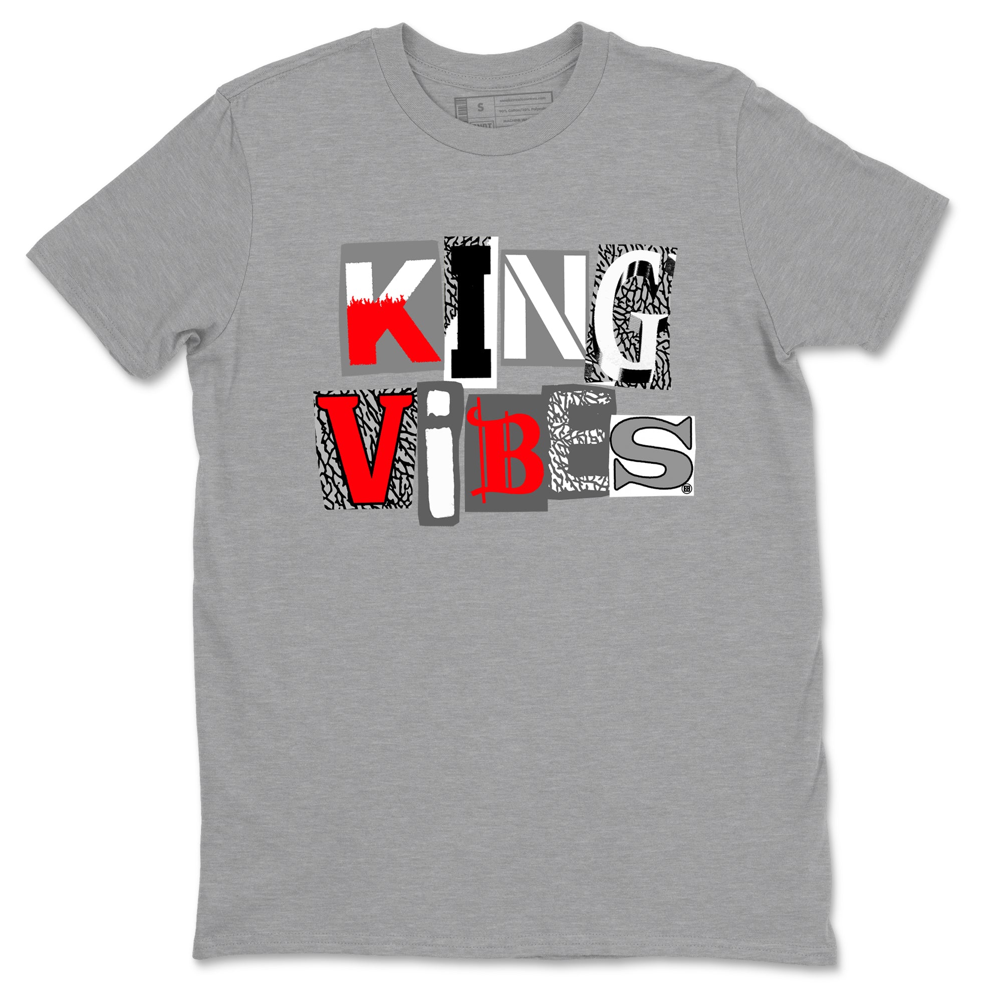 3s Cement Grey shirts to match jordans King Vibes sneaker match tees Air Jordan 3 Cement Grey Drip Gear Zone streetwear brand Heather Grey 2 unisex cotton tee