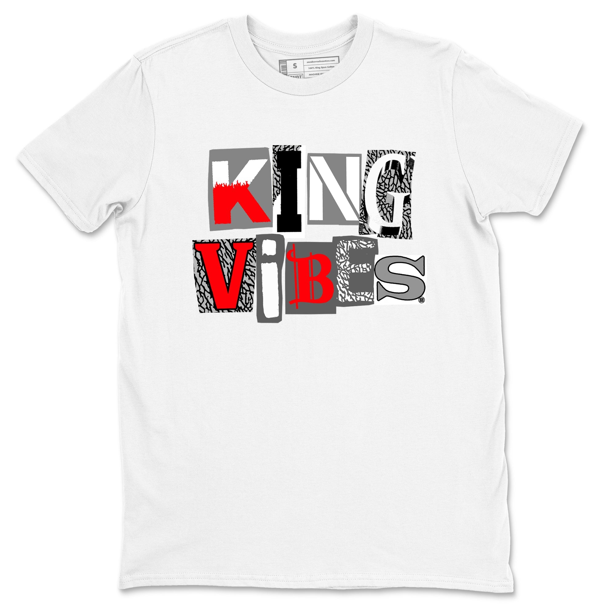 3s Cement Grey shirts to match jordans King Vibes sneaker match tees Air Jordan 3 Cement Grey Drip Gear Zone streetwear brand White 2 unisex cotton tee