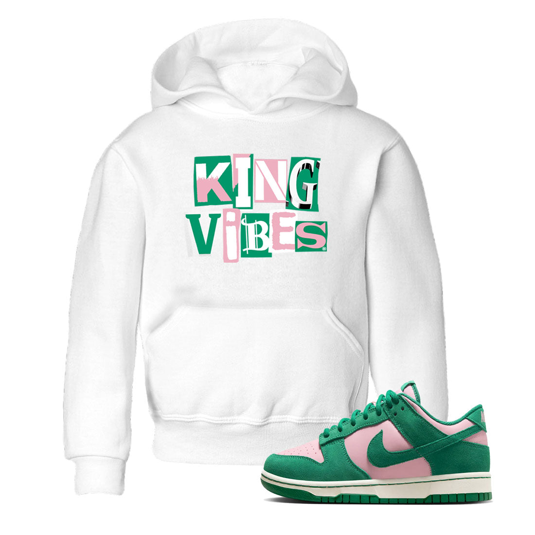 Dunk Low Medium Soft Pink Malachite shirt to match jordans King Vibes sneaker tees Dunks Medium Soft Pink Malachite Streetwear Brand Drip Gear Zone baby toddler White 1 cotton Shirt