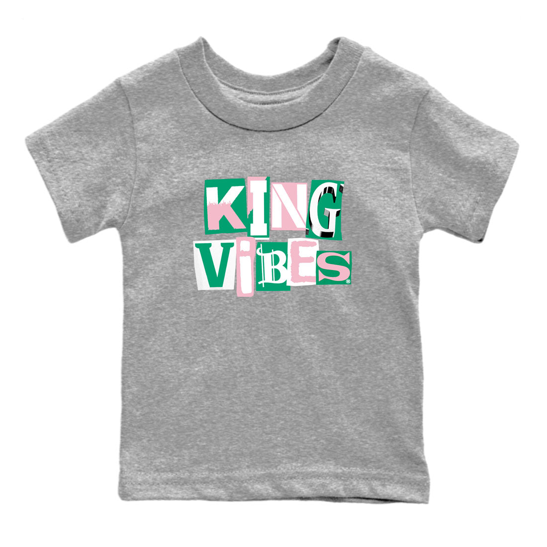 Dunk Low Medium Soft Pink Malachite shirt to match jordans King Vibes sneaker tees Dunks Medium Soft Pink Malachite Streetwear Brand Drip Gear Zone baby toddler Heather Grey 2 cotton Shirt