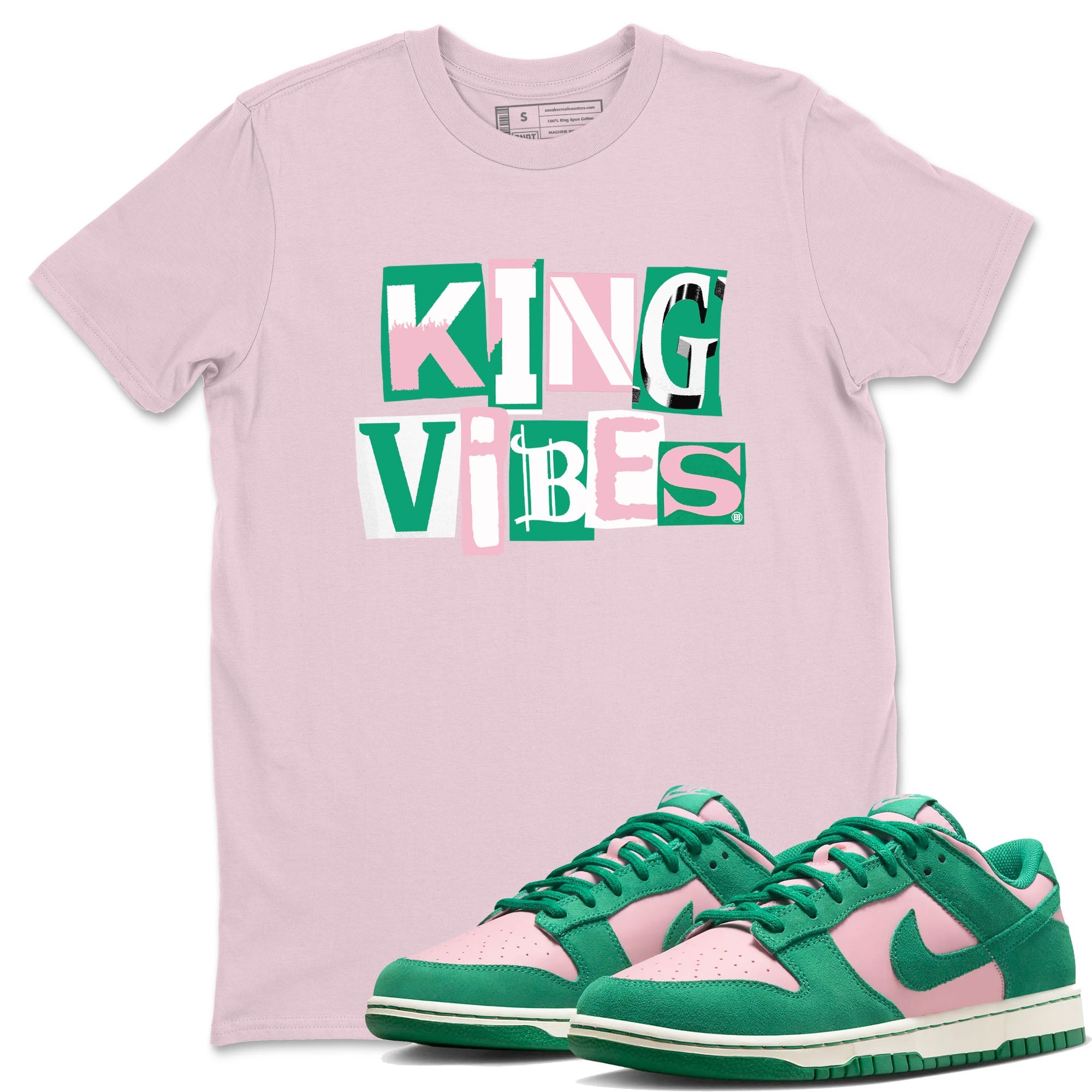 Dunk Low Medium Soft Pink Malachite shirt to match jordans King Vibes sneaker tees Dunks Medium Soft Pink Malachite Streetwear Brand Drip Gear Zone unisex cotton Pink 1 crew neck shirt