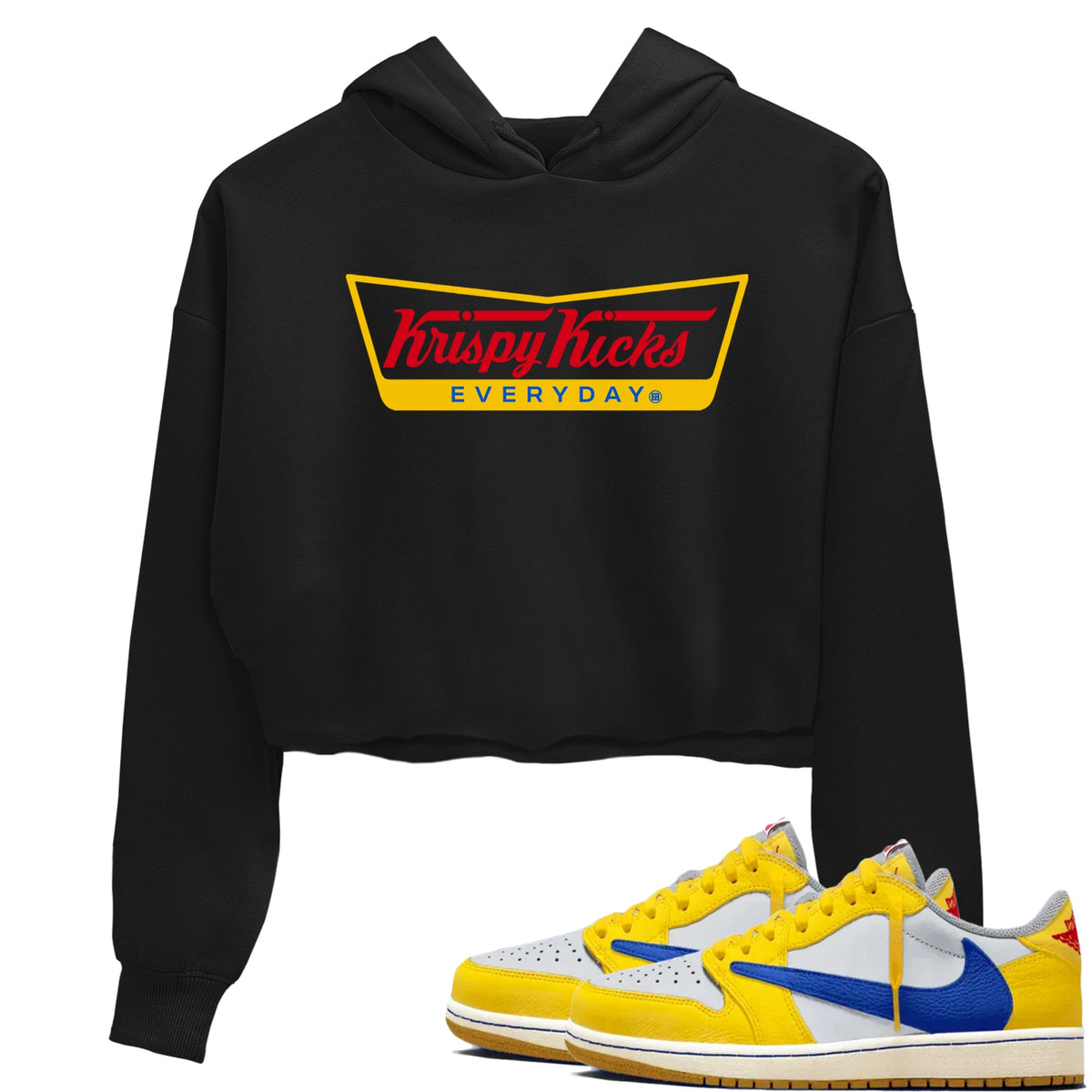 Air Jordan 1 Low x Travis Scott x Canary shirts to match jordans Krispy Kicks sneaker match tees Travis Scott Canary Drip Gear Zone unisex cotton Black 1 Crop Shirts