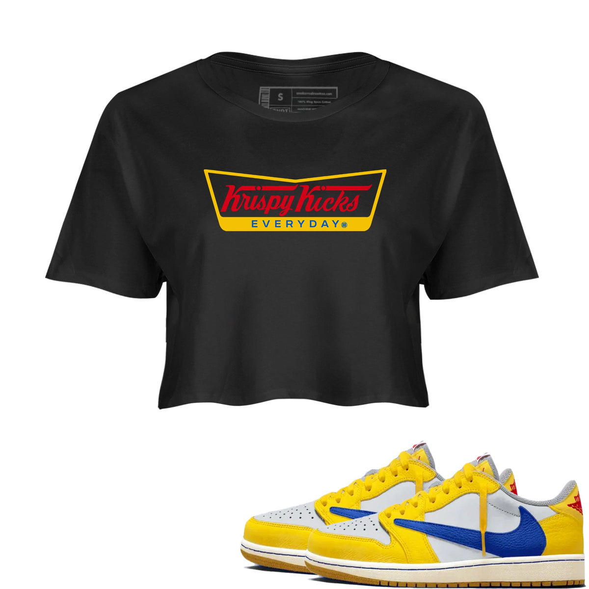 Air Jordan 1 Low x Travis Scott x Canary shirts to match jordans Krispy Kicks sneaker match tees Travis Scott Canary Drip Gear Zone unisex cotton Black 1 Crop Shirts
