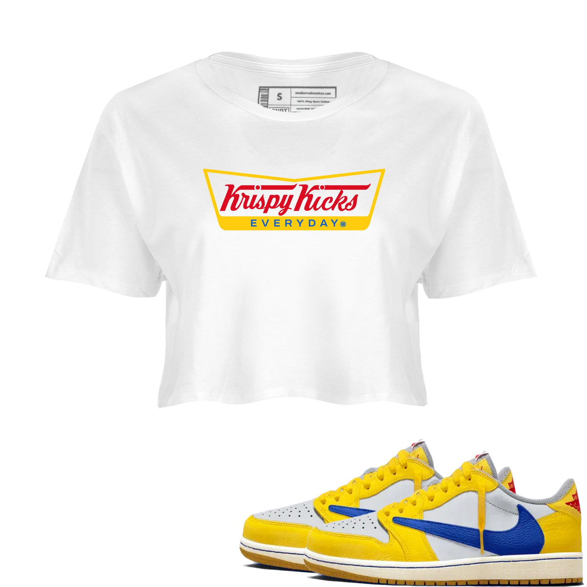 Air Jordan 1 Low x Travis Scott x Canary shirts to match jordans Krispy Kicks sneaker match tees Travis Scott Canary Drip Gear Zone unisex cotton White 1 Crop Shirts