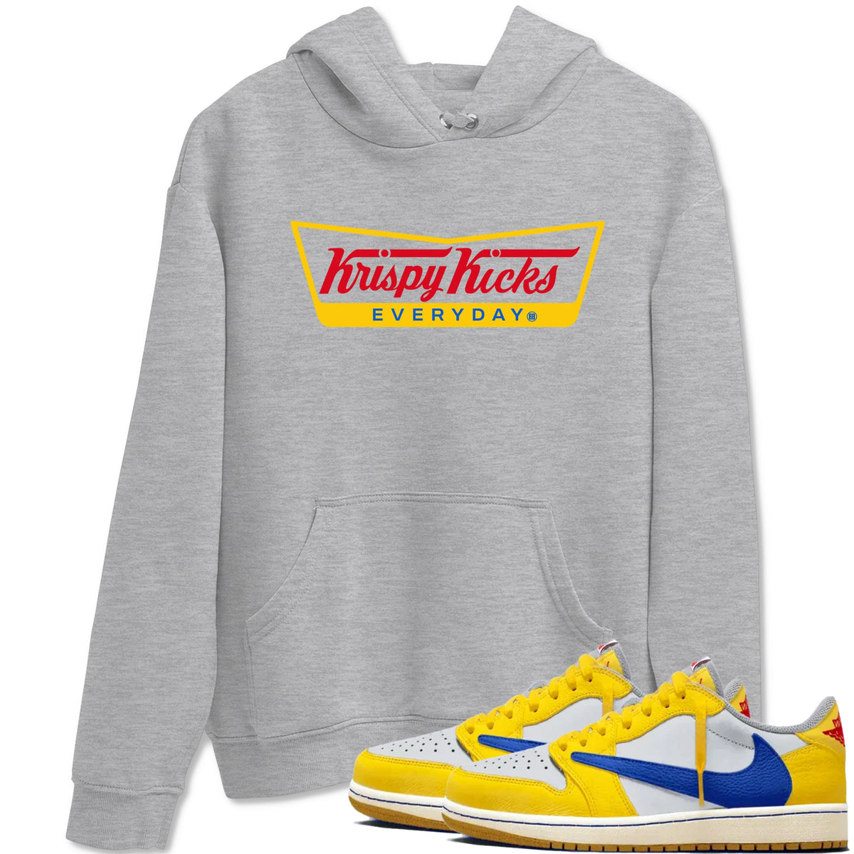 Air Jordan 1 Low x Travis Scott x Canary shirts to match jordans Krispy Kicks sneaker match tees Travis Scott Canary Drip Gear Zone unisex cotton Heather Grey 1 crew neck shirts