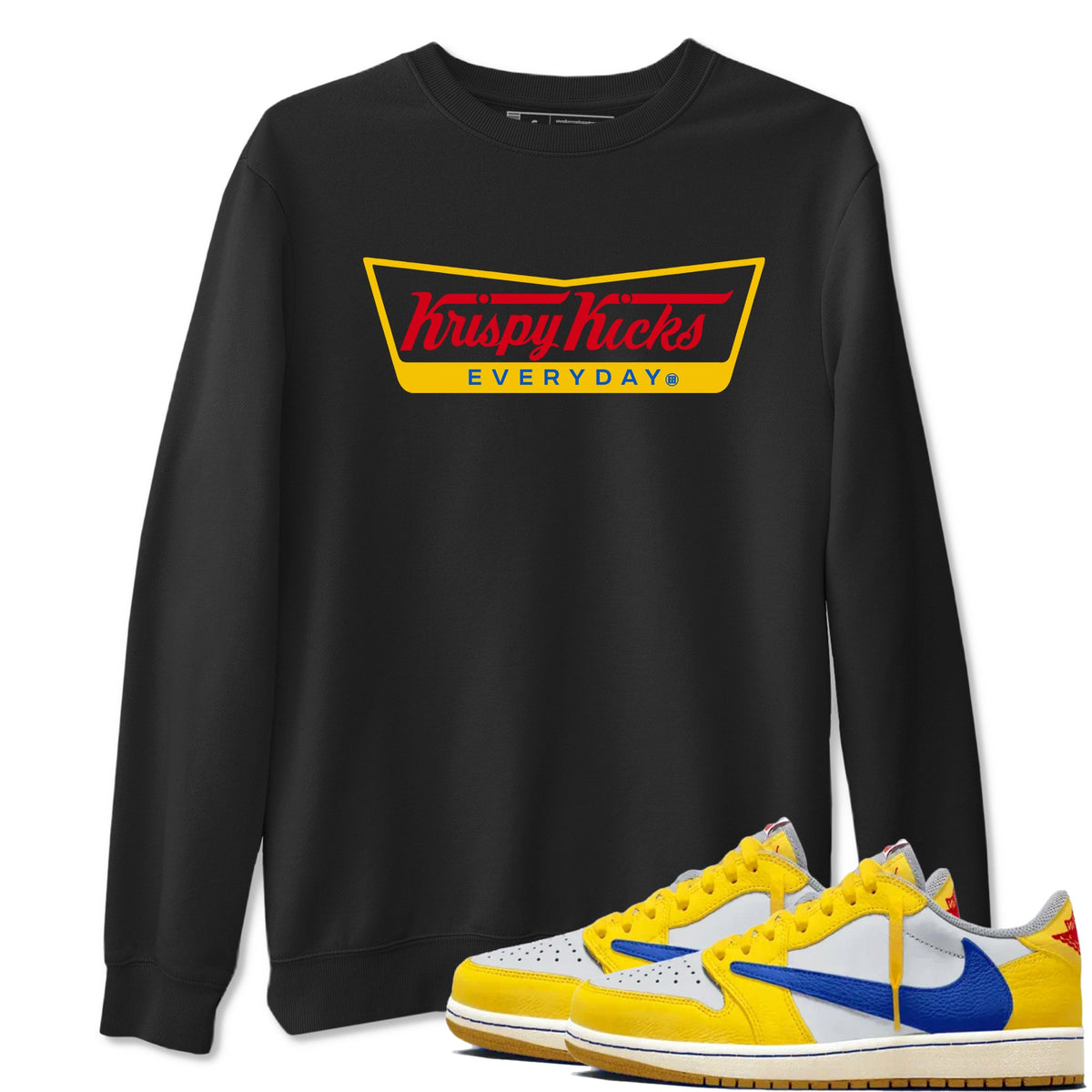 Air Jordan 1 Low x Travis Scott x Canary shirts to match jordans Krispy Kicks sneaker match tees Travis Scott Canary Drip Gear Zone unisex cotton Black 1 crew neck shirts