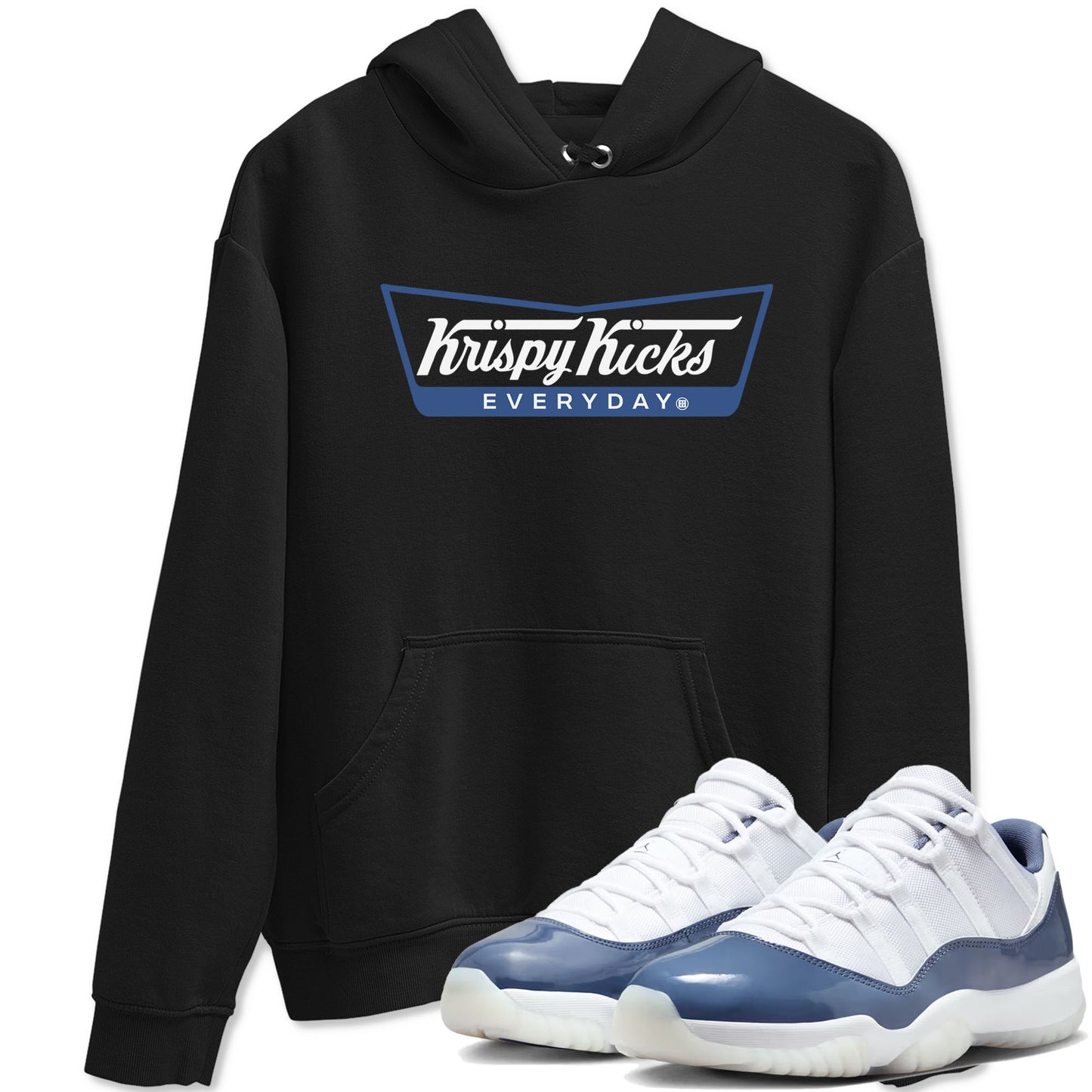 AJ11 Diffused Blue shirts to match jordans Krispy Kicks sneaker match tees Air Jordan 11 Diffused Blue Drip Gear Zone streetwear brand Black 1 unisex cotton tee