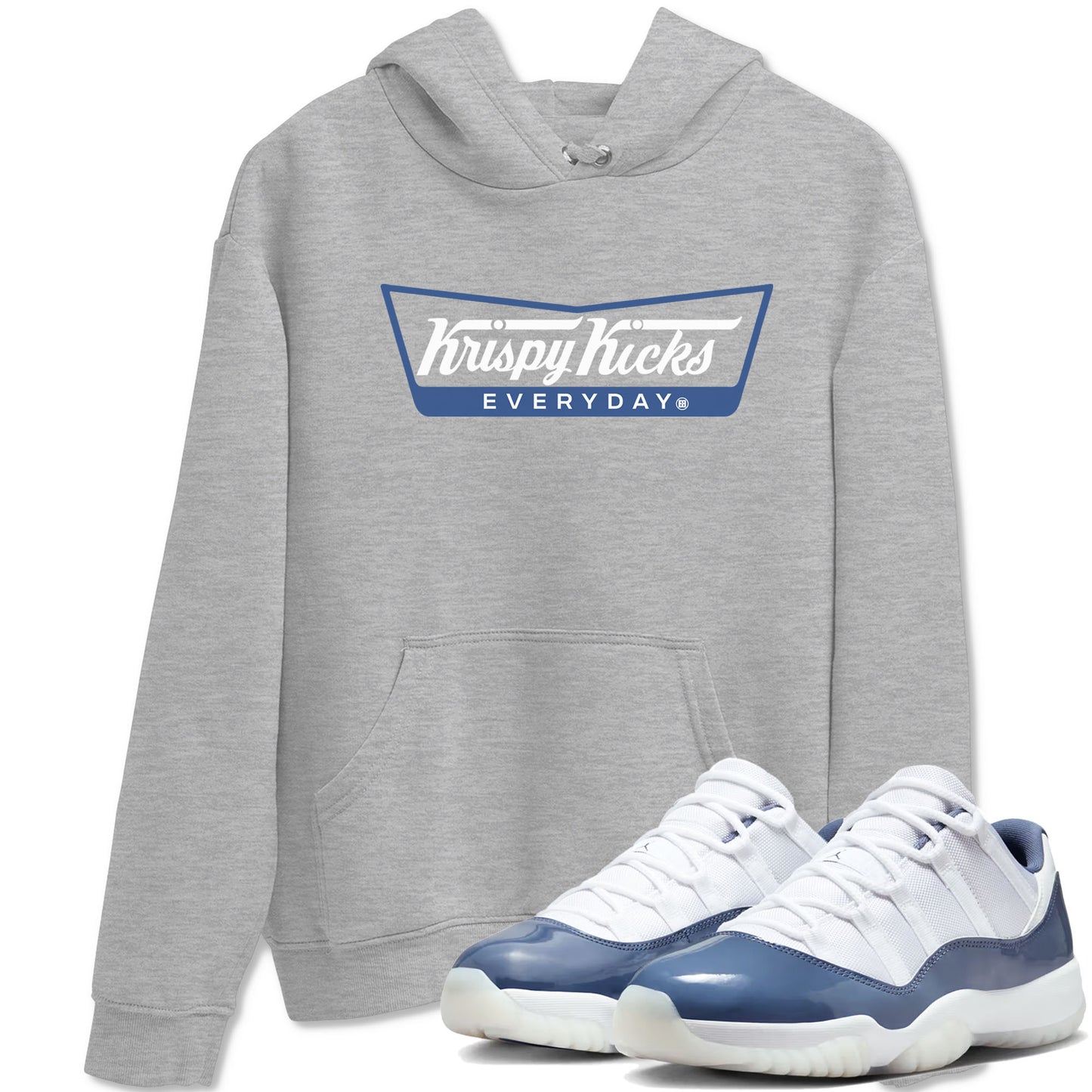 AJ11 Diffused Blue shirts to match jordans Krispy Kicks sneaker match tees Air Jordan 11 Diffused Blue Drip Gear Zone streetwear brand Heather Grey 1 unisex cotton tee