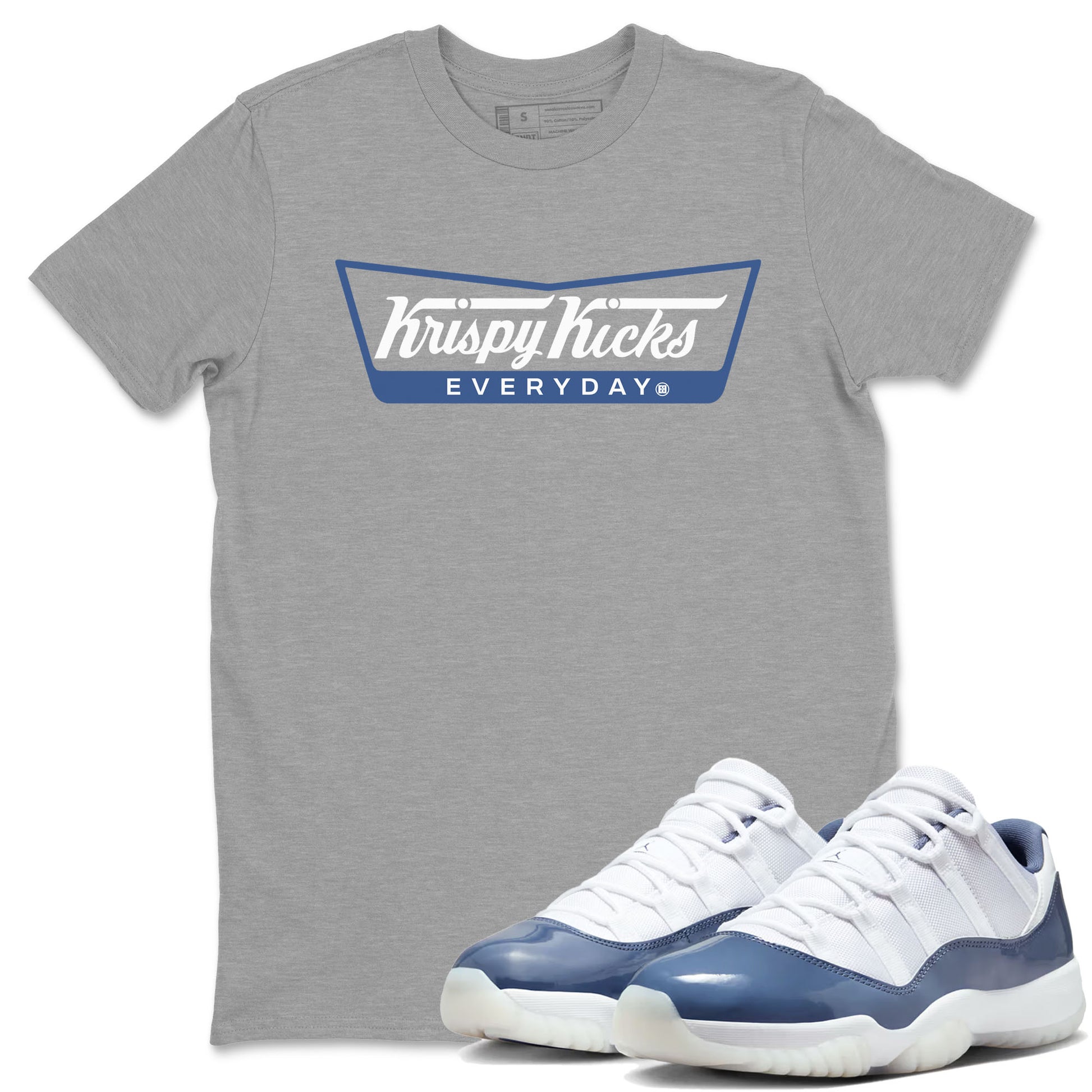 AJ11 Diffused Blue shirts to match jordans Krispy Kicks sneaker match tees Air Jordan 11 Diffused Blue Drip Gear Zone streetwear brand Heather Grey 1 unisex cotton tee