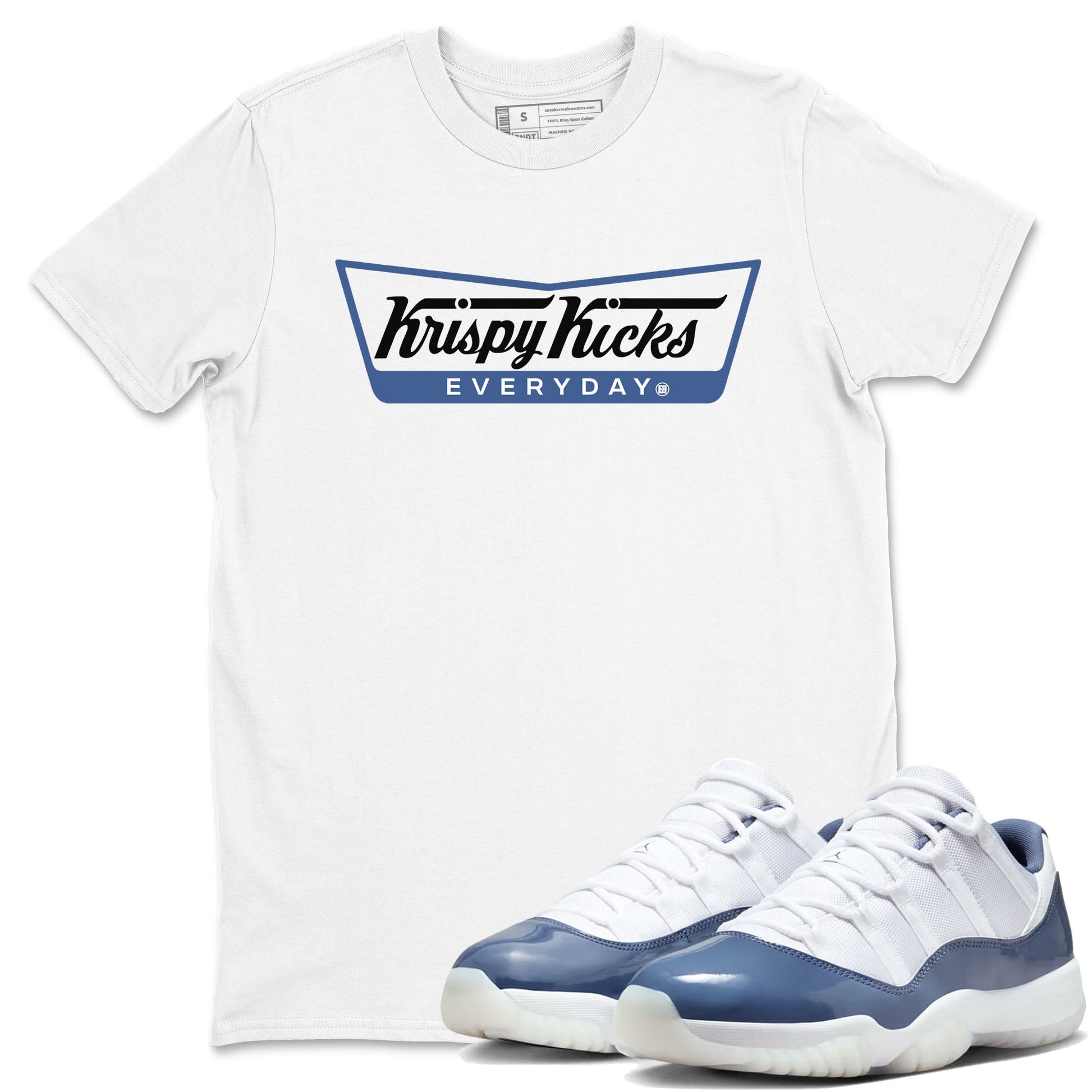 AJ11 Diffused Blue shirts to match jordans Krispy Kicks sneaker match tees Air Jordan 11 Diffused Blue Drip Gear Zone streetwear brand White 1 unisex cotton tee