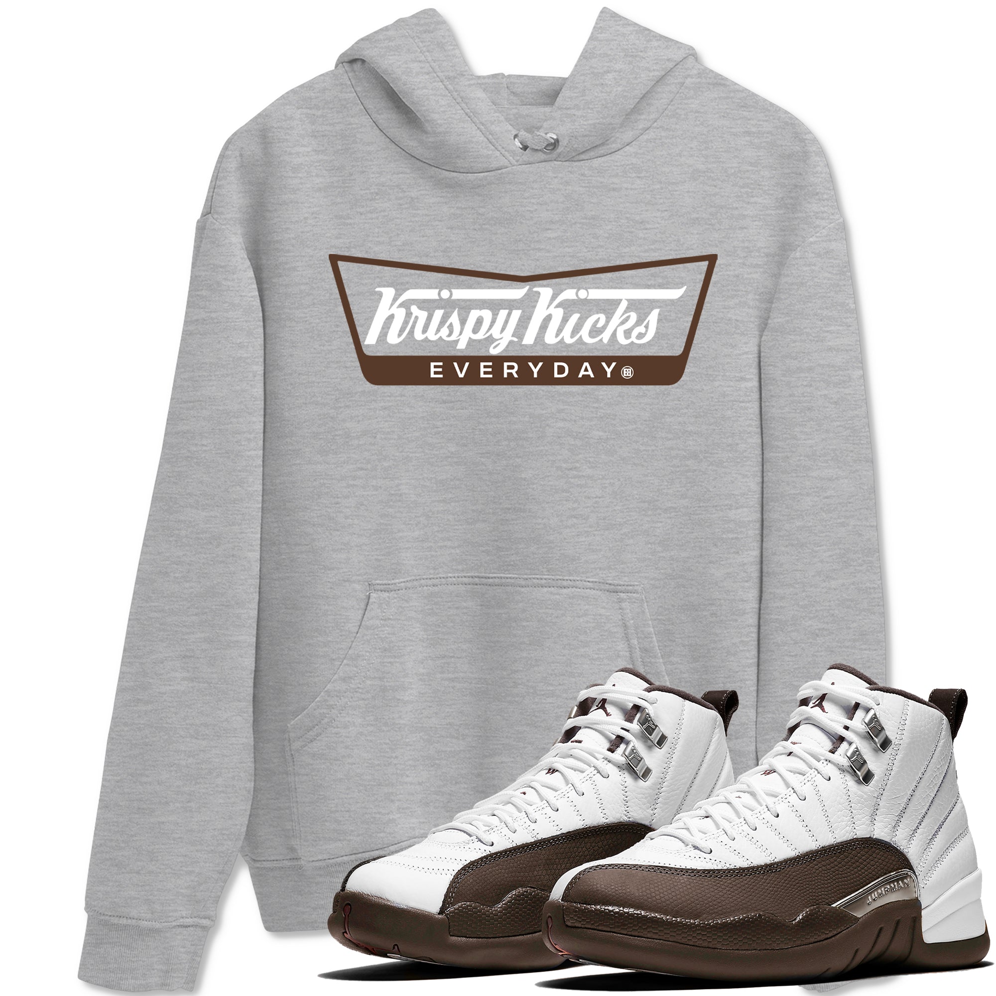 12s Baroque Brown shirts to match jordans Krispy Kicks sneaker match tees Air Jordan 12 Baroque Brown match shoes to clothes Drip Gear Zone unisex cotton Heather Grey 1 shirts