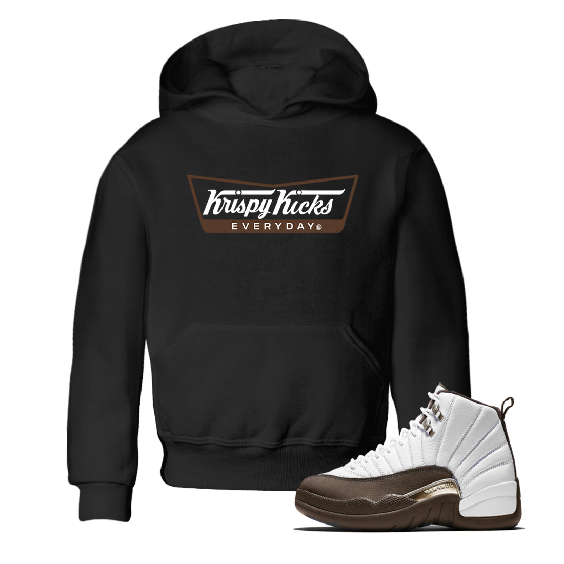 12s Baroque Brown shirts to match jordans Krispy Kicks sneaker match tees Air Jordan 12 Baroque Brown match shoes to clothes Drip Gear Zone Youth Baby Black 1 tee