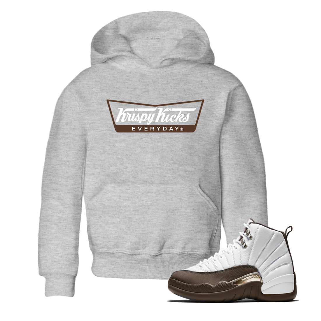12s Baroque Brown shirts to match jordans Krispy Kicks sneaker match tees Air Jordan 12 Baroque Brown match shoes to clothes Drip Gear Zone Youth Baby Heather Grey 1 tee
