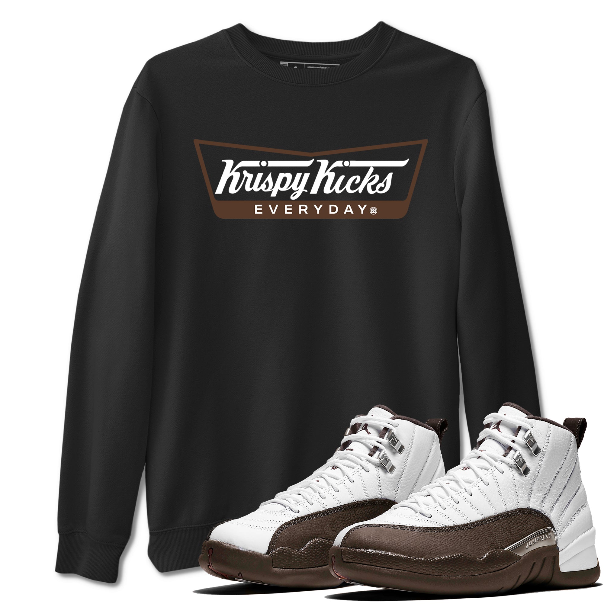 12s Baroque Brown shirts to match jordans Krispy Kicks sneaker match tees Air Jordan 12 Baroque Brown match shoes to clothes Drip Gear Zone unisex cotton Black 1 shirts