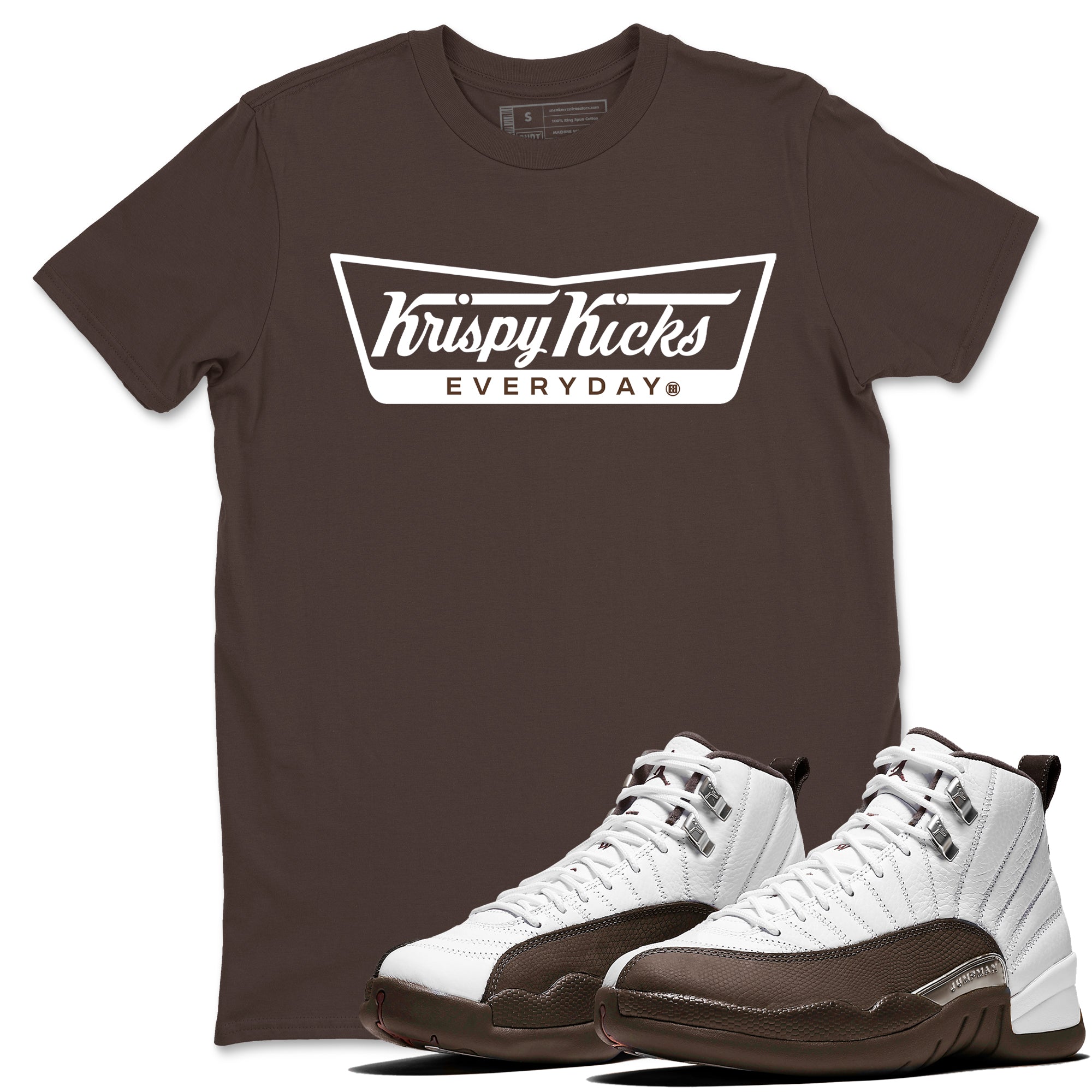 12s Baroque Brown shirts to match jordans Krispy Kicks sneaker match tees Air Jordan 12 Baroque Brown match shoes to clothes Drip Gear Zone unisex cotton Dark Chocolate 1 shirts