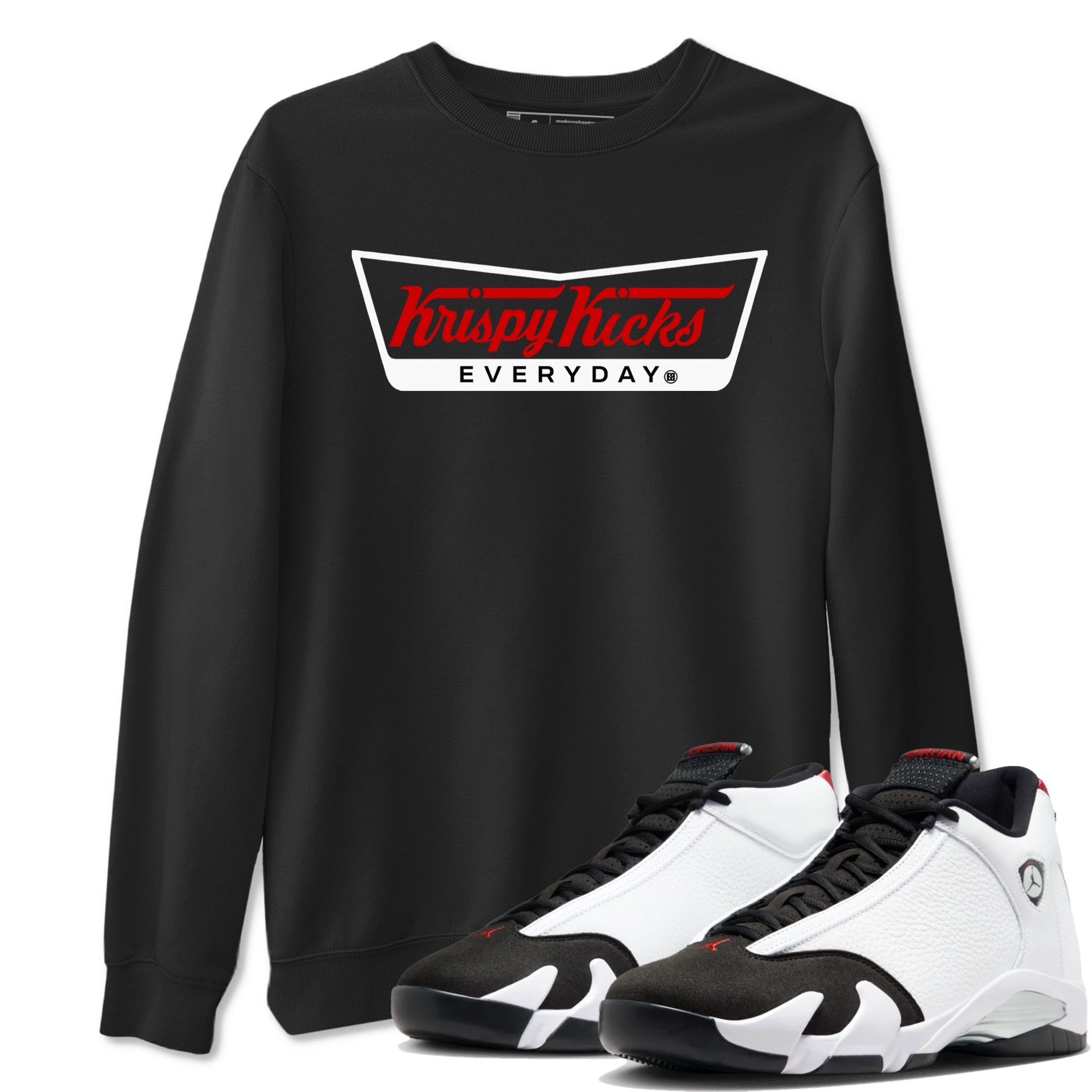 Air Jordan 14 Black Toe t shirts to match sneakers Krispy Kicks sneaker match tees 14s Black Toe sneaker match tee Drip Gear Zone unisex cotton Black 1 shirts
