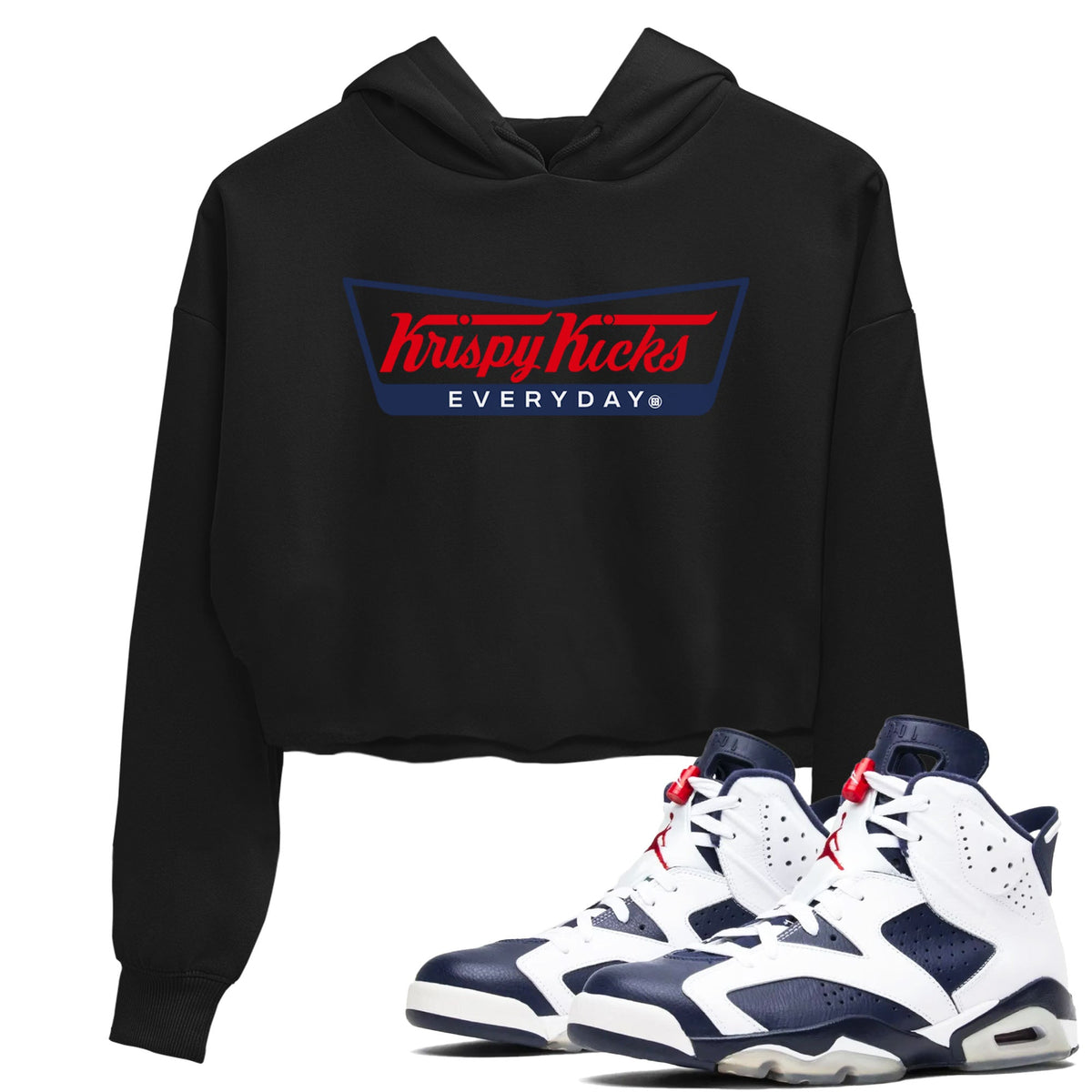 6s Olympic shirts to match jordans Krispy Kicks sneaker match tees Air Jordan 6 Olympic Drip Gear Zone streetwear brand Black 1 crop tee