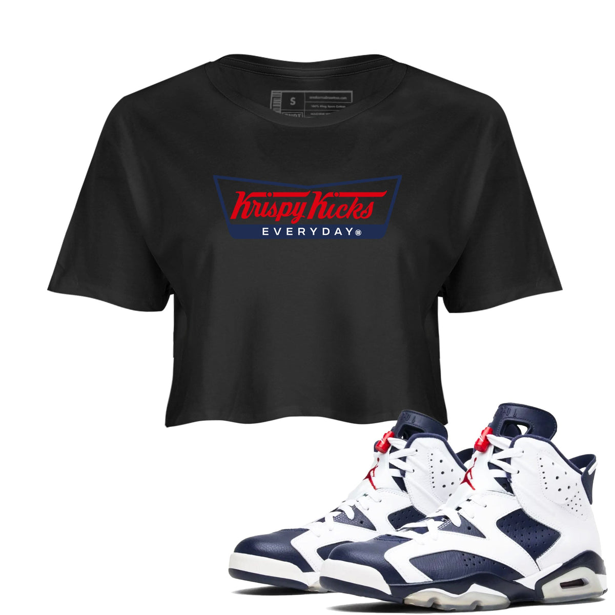 6s Olympic shirts to match jordans Krispy Kicks sneaker match tees Air Jordan 6 Olympic Drip Gear Zone streetwear brand Black 1 crop tee