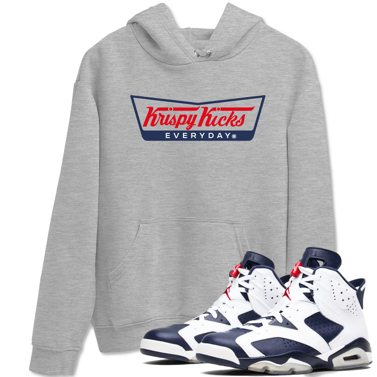 6s Olympic shirts to match jordans Krispy Kicks sneaker match tees Air Jordan 6 Olympic Drip Gear Zone streetwear brand Heather Grey 1 unisex cotton tee