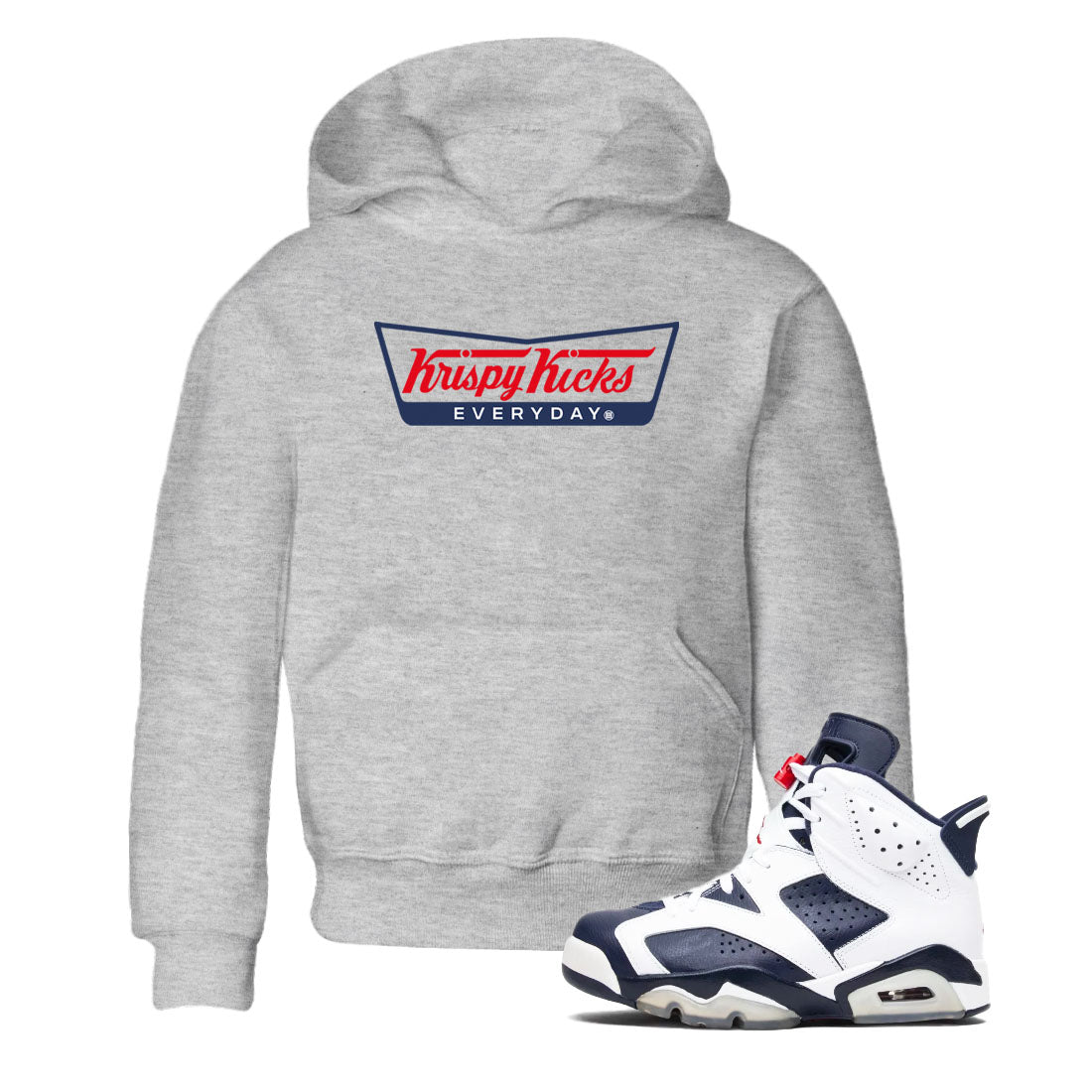6s Olympic shirts to match jordans Krispy Kicks sneaker match tees Air Jordan 6 Olympic Drip Gear Zone streetwear brand Baby and Youth Heather Grey 1 cotton tee