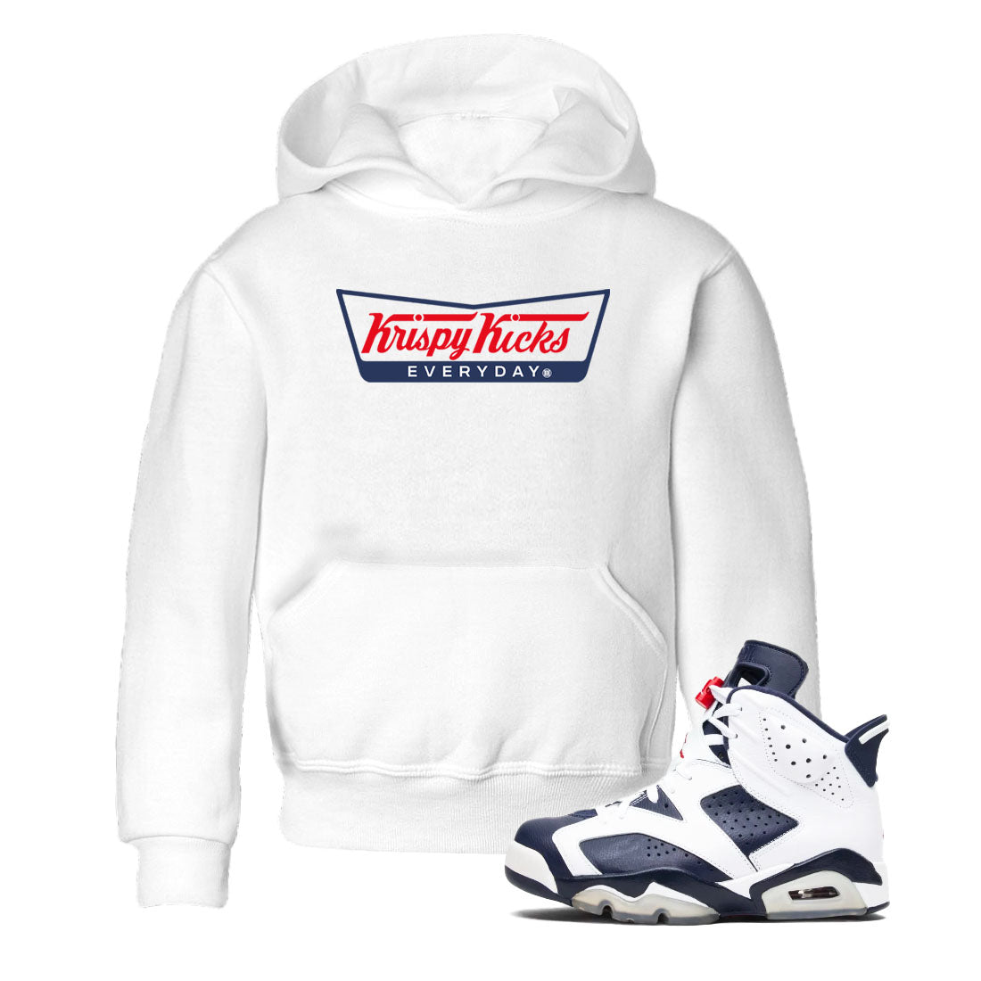 6s Olympic shirts to match jordans Krispy Kicks sneaker match tees Air Jordan 6 Olympic Drip Gear Zone streetwear brand Baby and Youth White 1 cotton tee