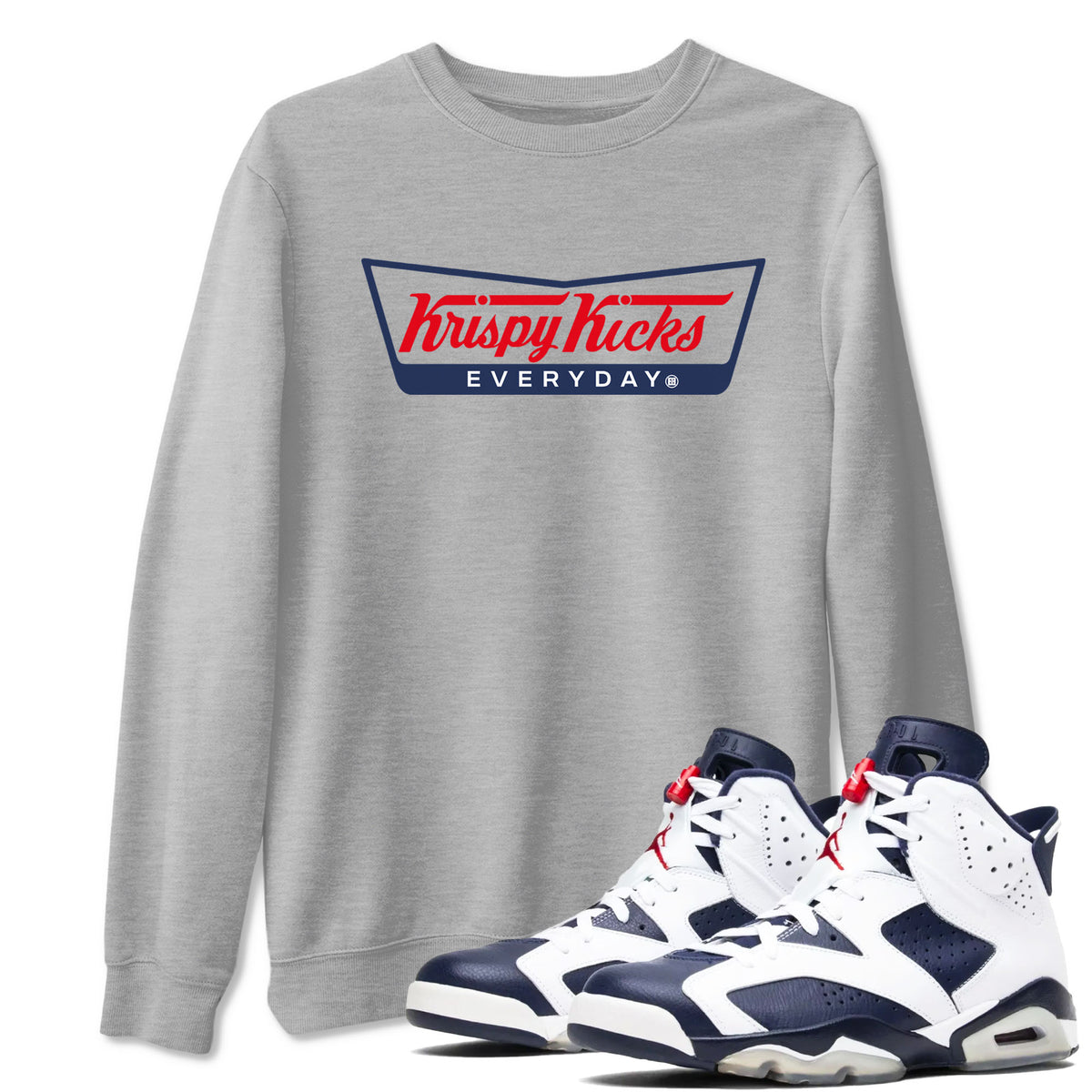6s Olympic shirts to match jordans Krispy Kicks sneaker match tees Air Jordan 6 Olympic Drip Gear Zone streetwear brand Heather Grey 1 unisex cotton tee