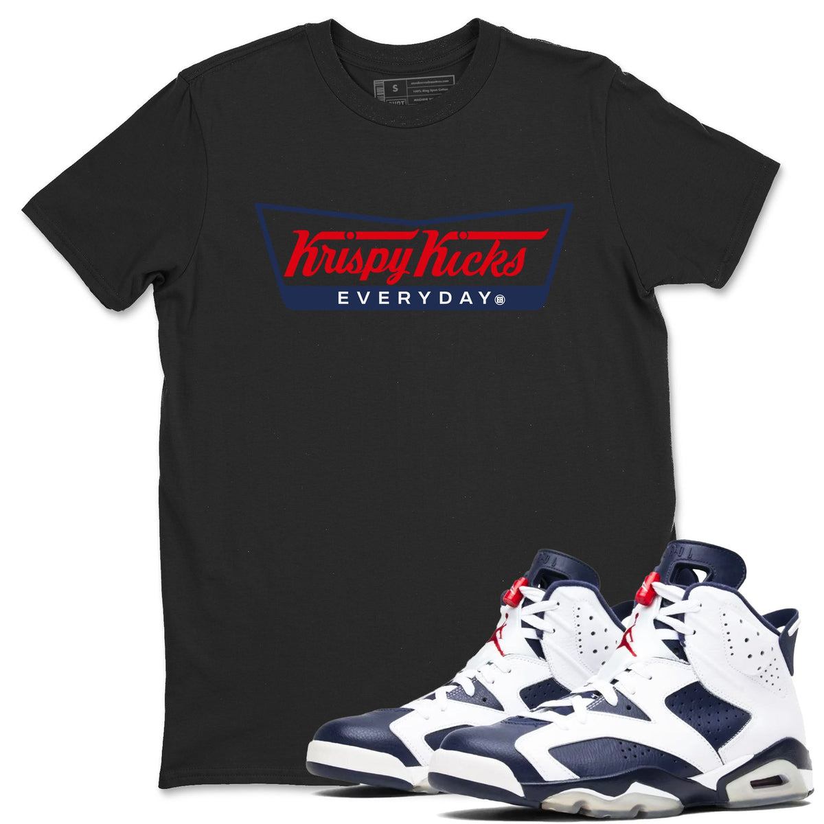 6s Olympic shirts to match jordans Krispy Kicks sneaker match tees Air Jordan 6 Olympic Drip Gear Zone streetwear brand Black 1 unisex cotton tee