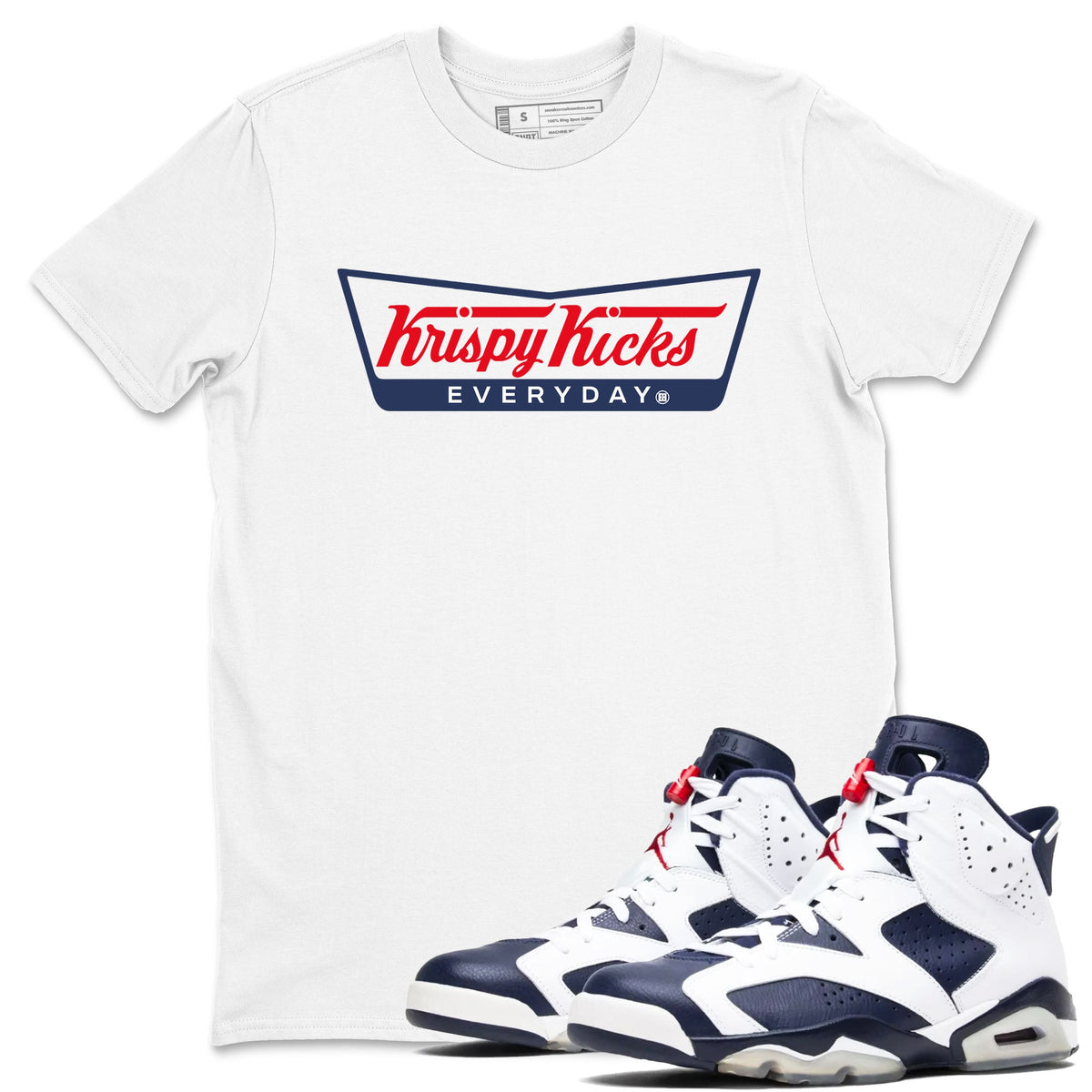 6s Olympic shirts to match jordans Krispy Kicks sneaker match tees Air Jordan 6 Olympic Drip Gear Zone streetwear brand White 1 unisex cotton tee