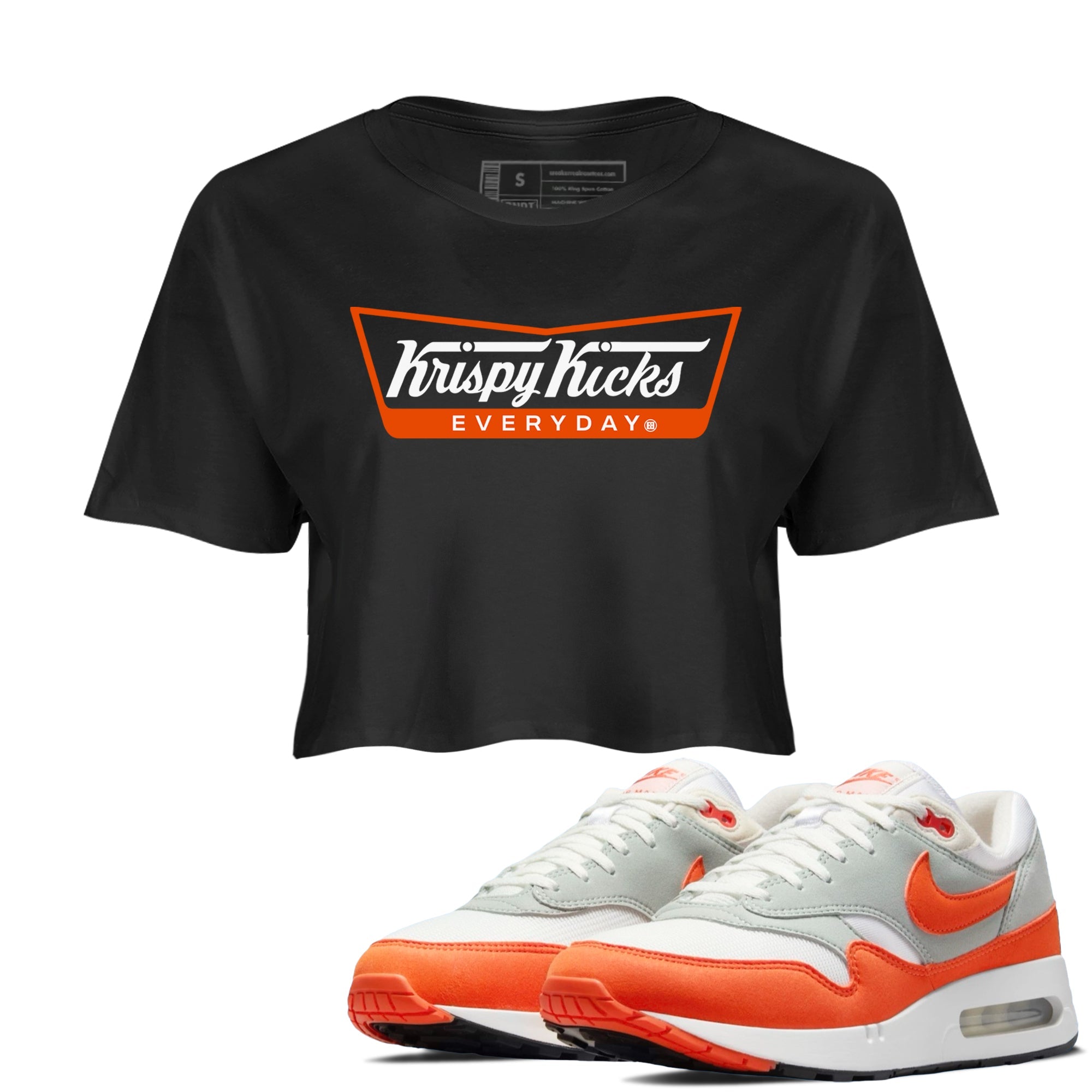 Air Max 1 OG '86 'Summit White and Cosmic Clay shirts to match jordans Krispy Kicks sneaker match tees Air Max 1 Cosmic Clay match shoes to clothes Drip Gear Zone unisex cotton Black 1 crop tee