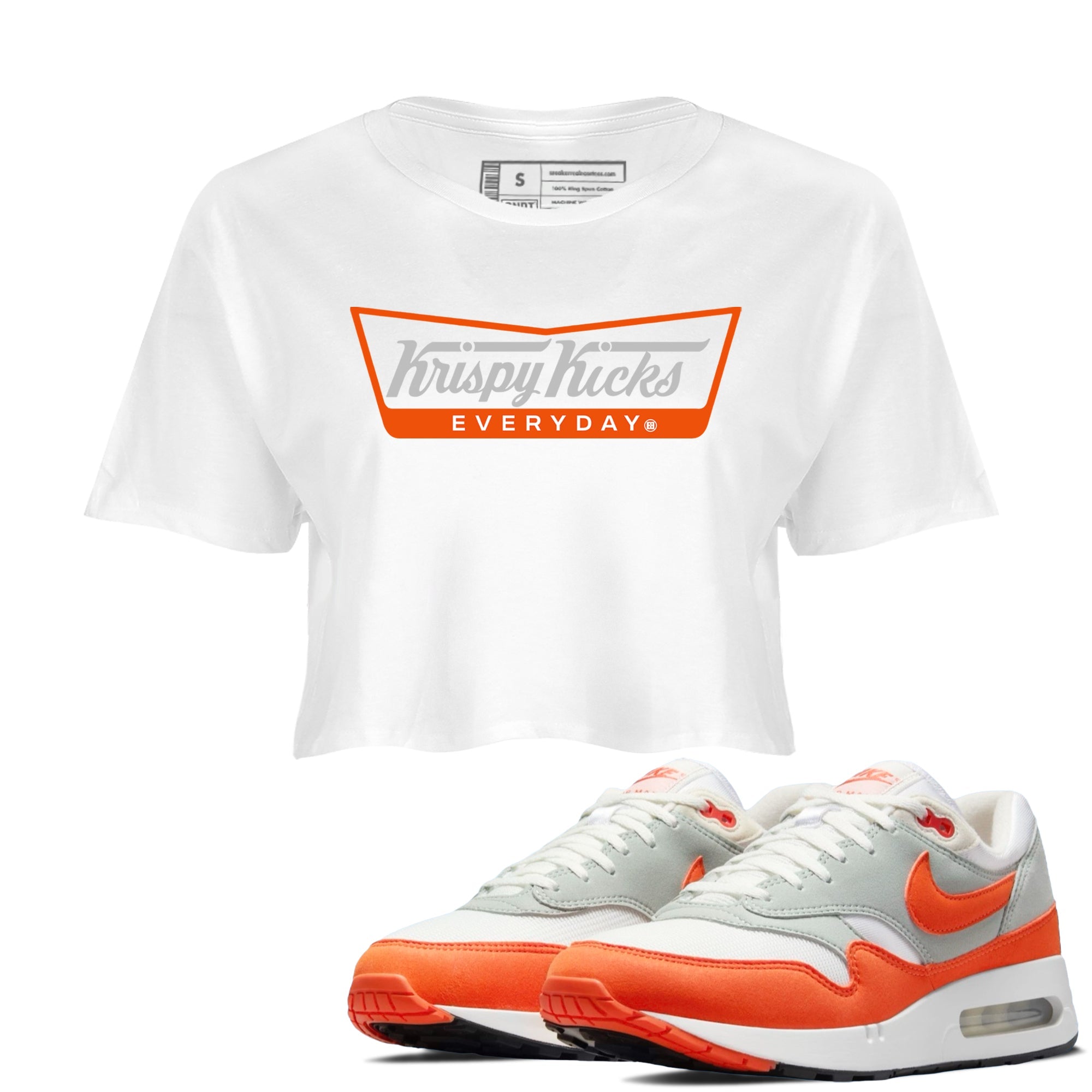 Air Max 1 OG '86 'Summit White and Cosmic Clay shirts to match jordans Krispy Kicks sneaker match tees Air Max 1 Cosmic Clay match shoes to clothes Drip Gear Zone unisex cotton White 1 crop tee