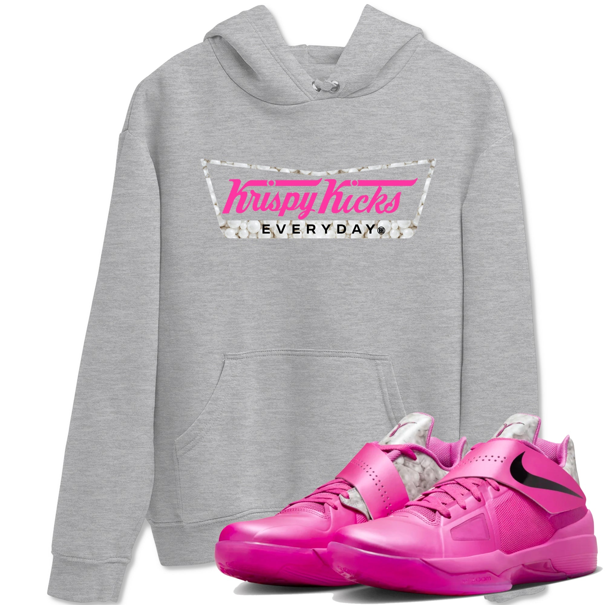 Nike KD 4 Retro Aunt Pearl shirts to match jordans Krispy Kicks sneaker match tees Nike KD 4 Aunt Pearl match shoes to clothes Drip Gear Zone unisex cotton Heather Grey 1 shirts